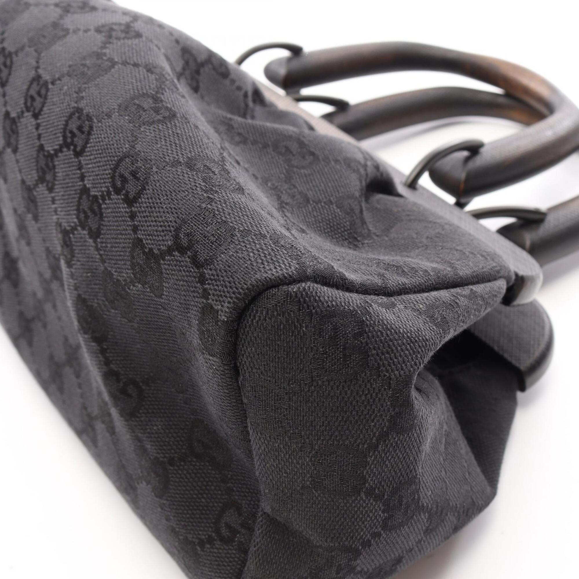 Gucci Black Canvas Wood Handbag (Pre-Owned)