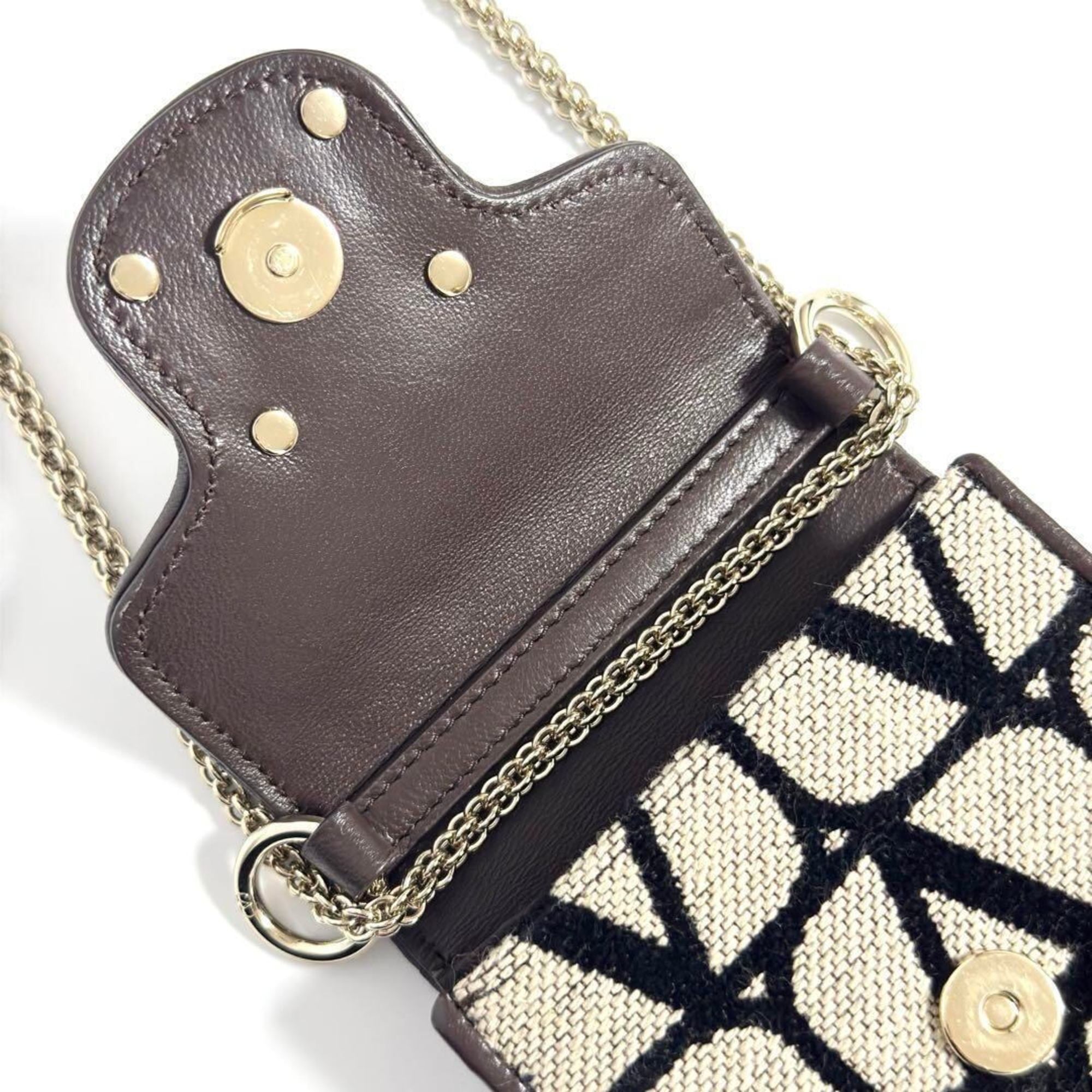 Valentino Leather Canvas Metal Pouch Shoulder Bag (Pre-Owned)