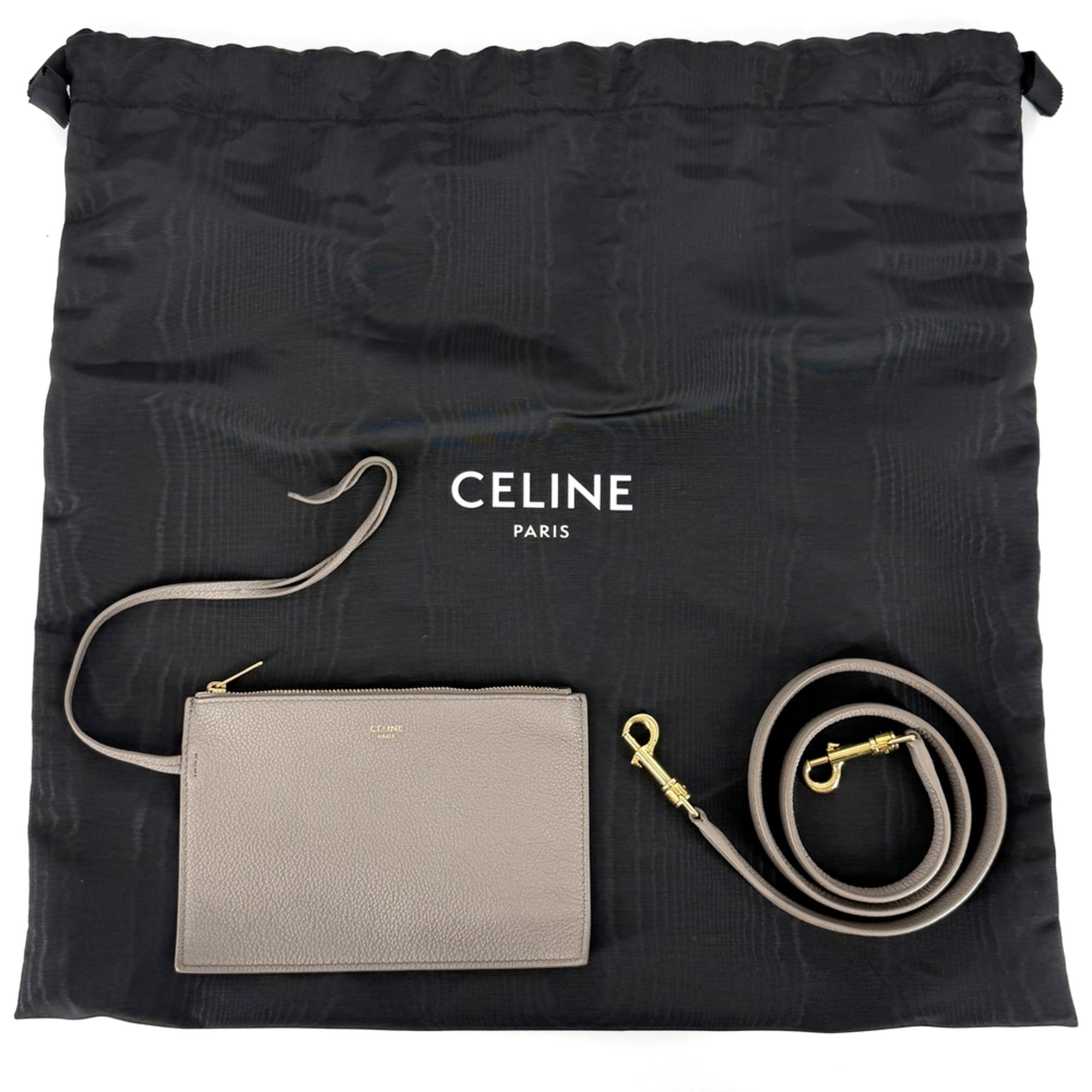 Celine Brown Leather Handbag Pouch Shoulder Bag (Pre-Owned)