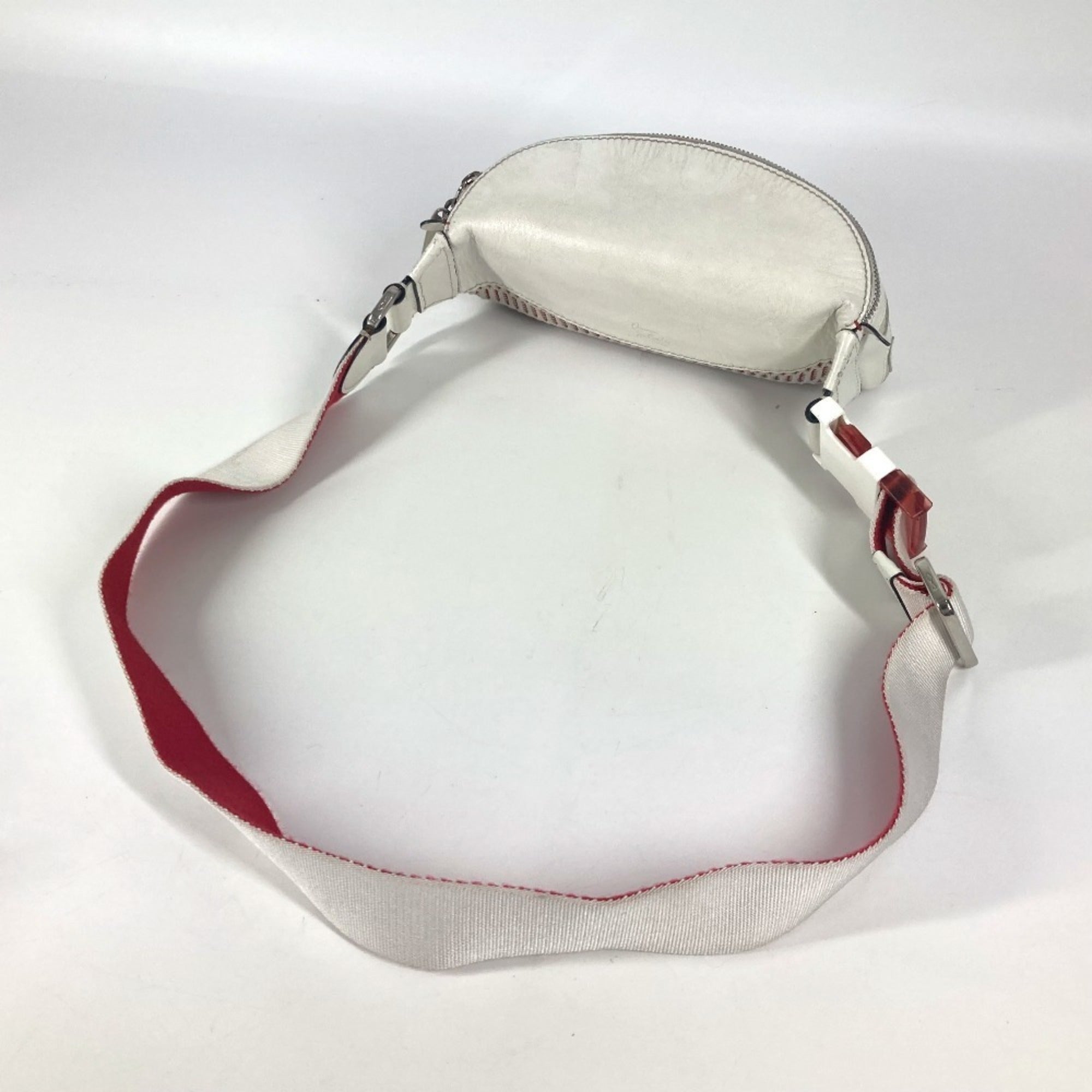 Christian Louboutin Red Color White Leather Shoulder Bag Sling Bag (Pre-Owned)