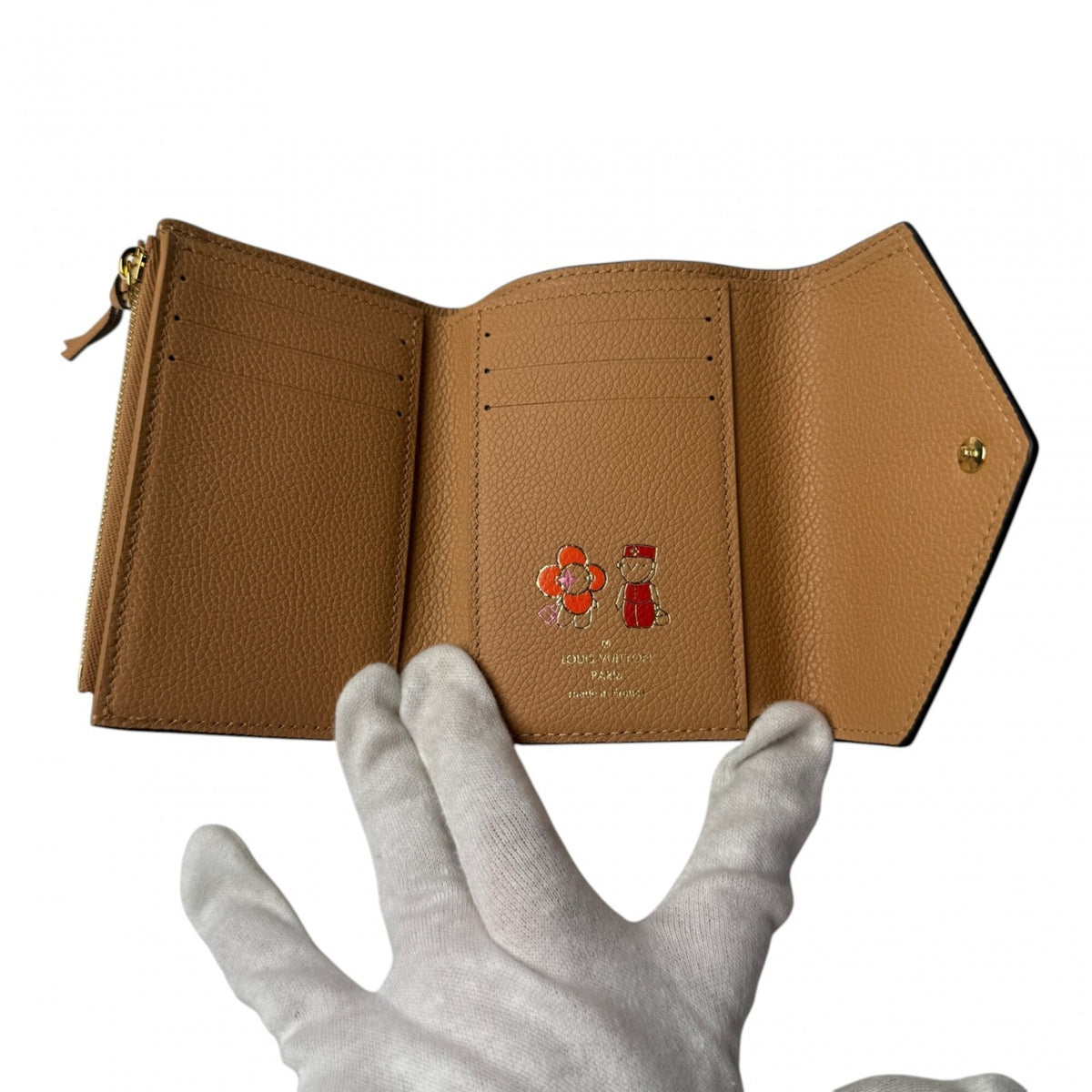 Louis Vuitton Beige Camel Leather Wallet (Tri-Fold) (Pre-Owned)