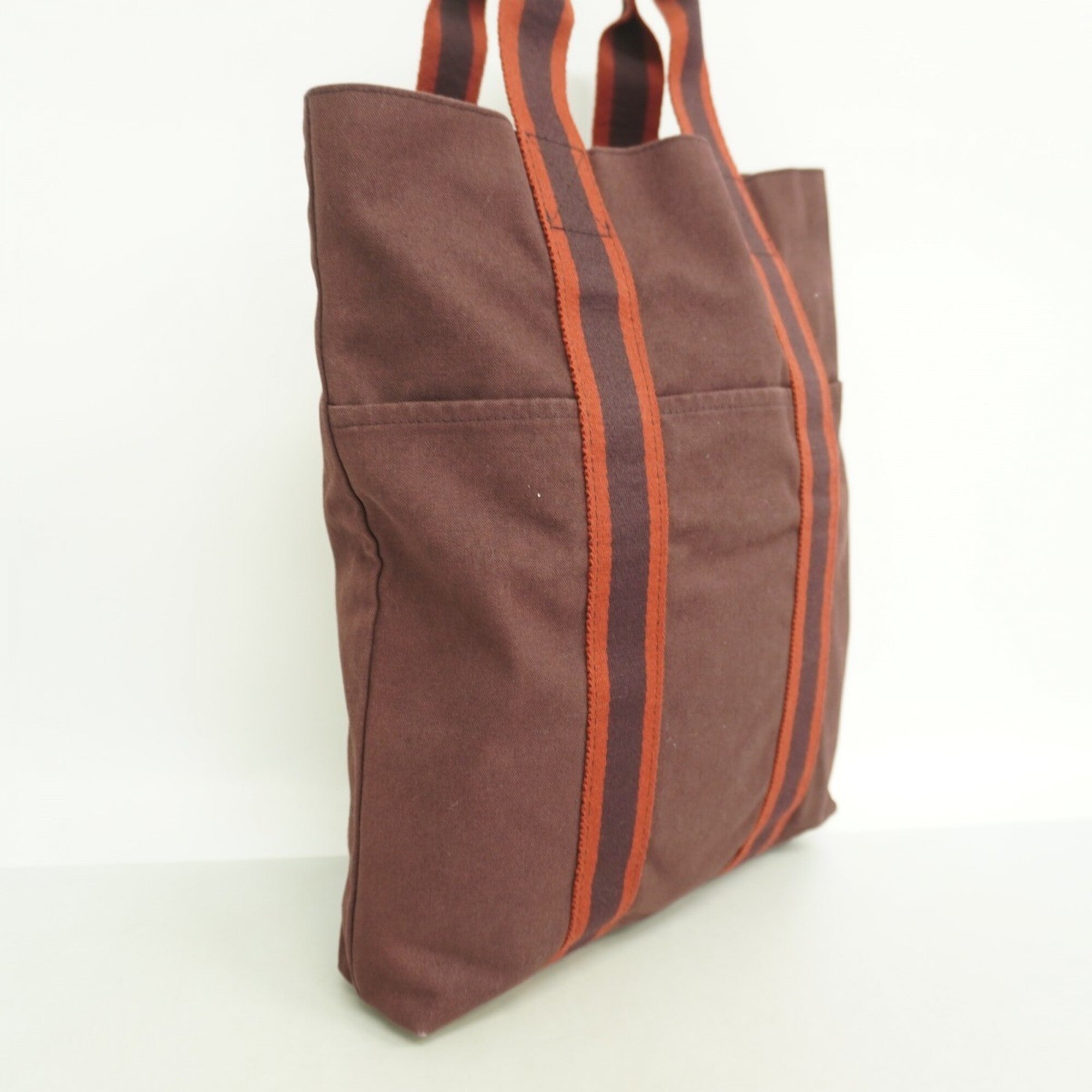 Hermes Bordeaux Canvas Tote Bag (Pre-Owned)