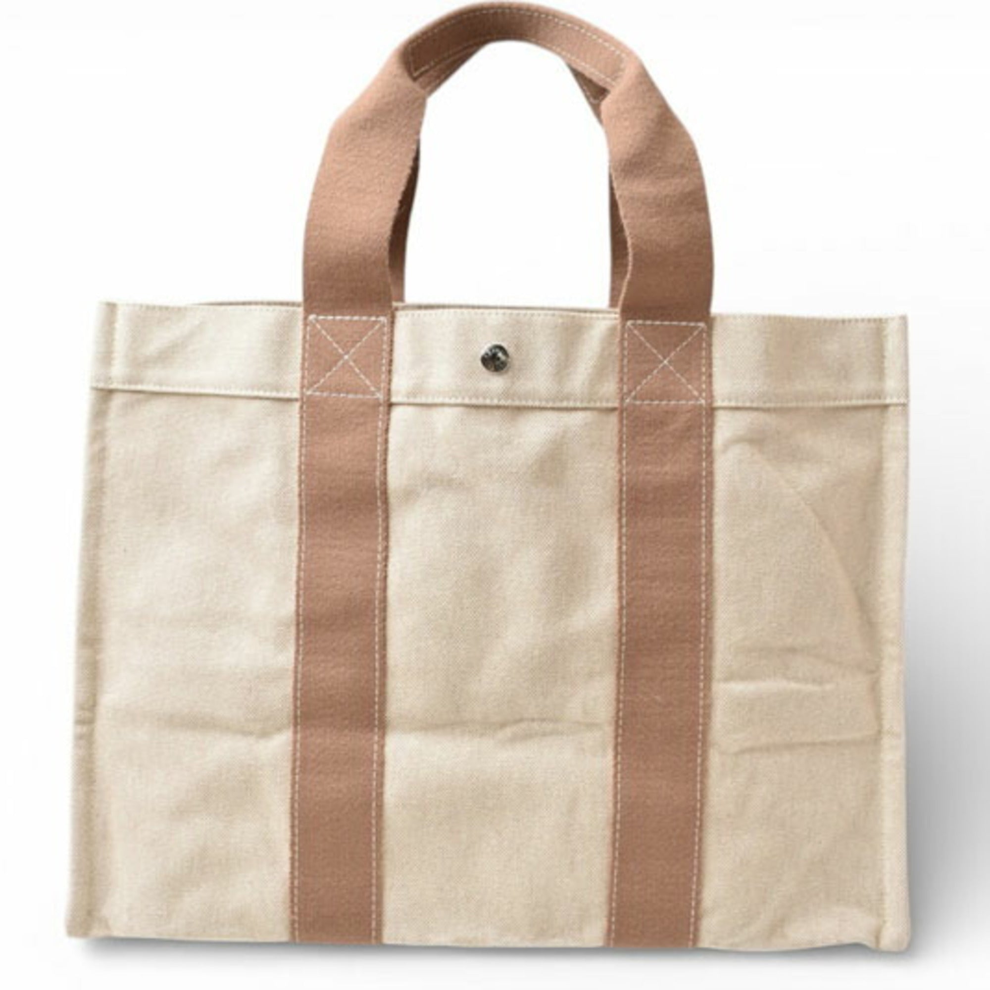 Hermes Beige Canvas Handbag Tote Bag (Pre-Owned)