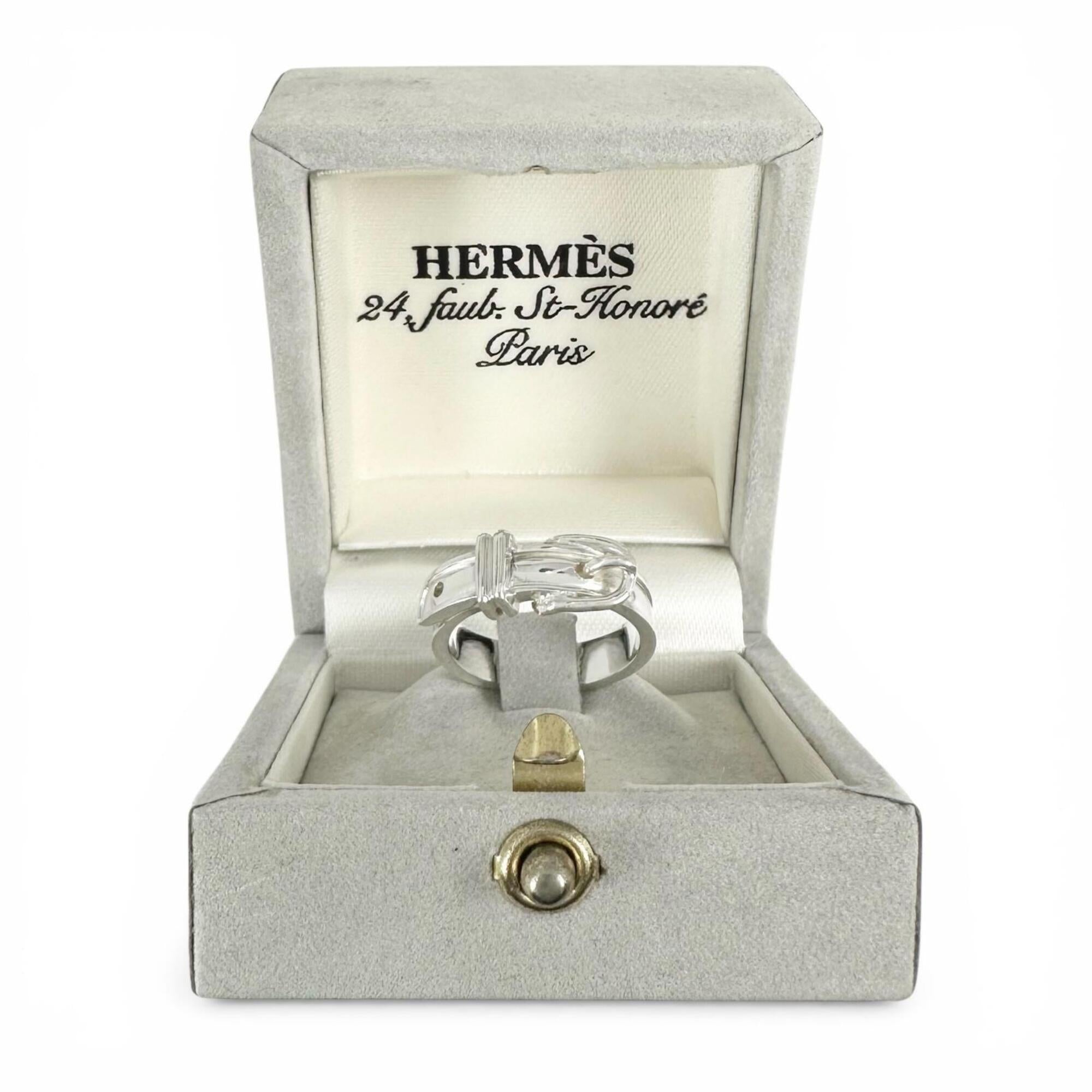 Hermes Silver Silver 925 Band Ring (Pre-Owned)