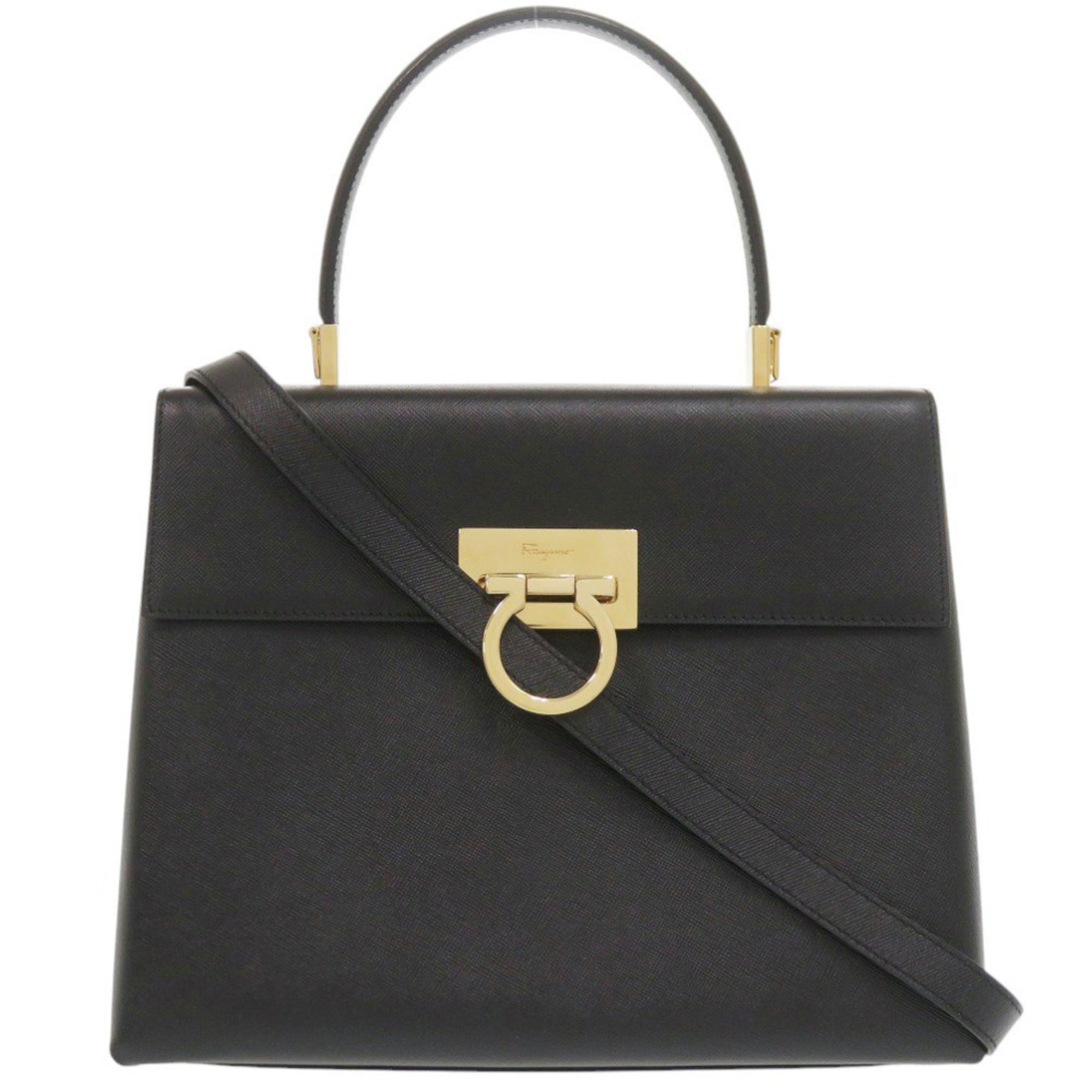 Salvatore Ferragamo Black Leather Handbag (Pre-Owned)