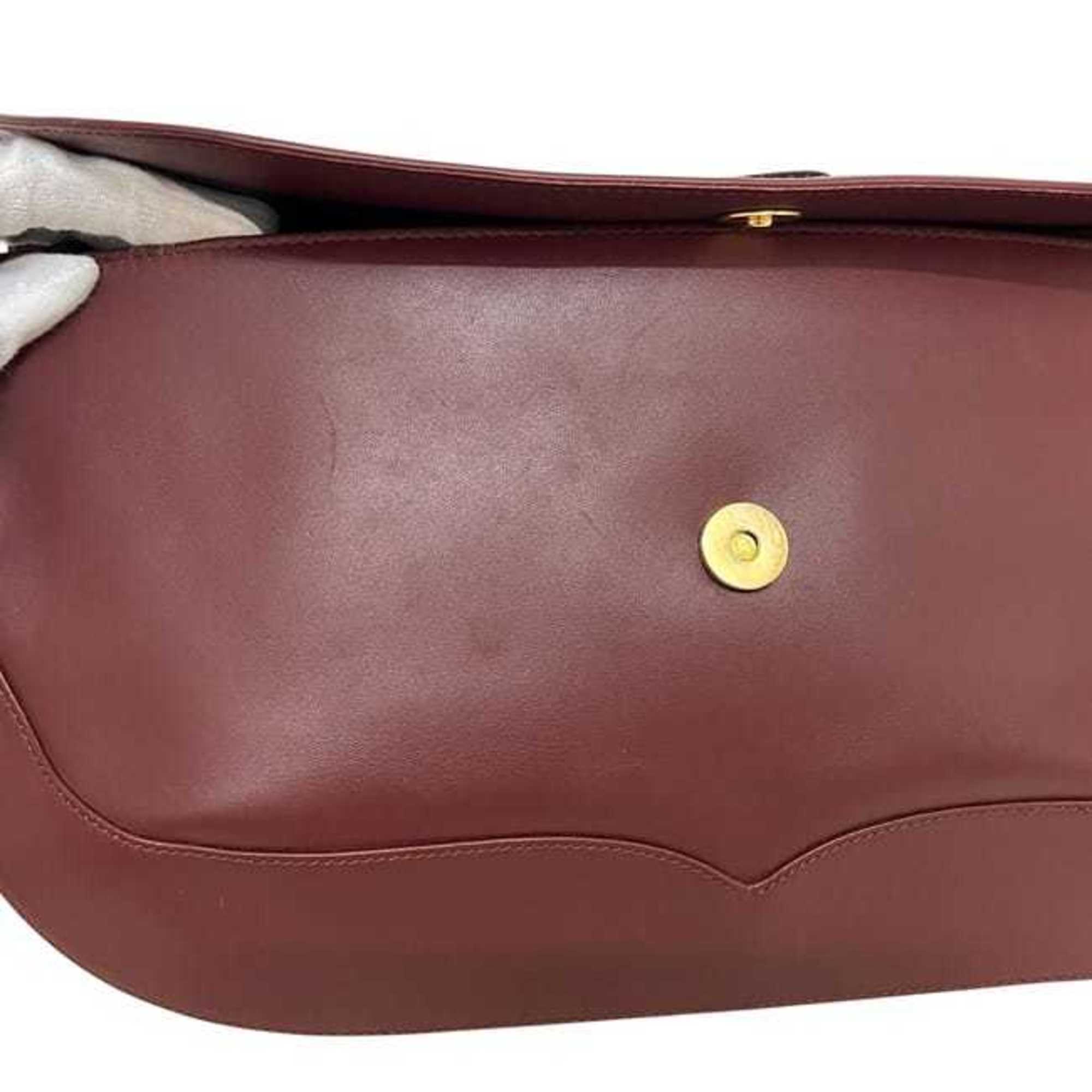 Cartier Must Bordeaux Leather Clutch Bag Handbag (Pre-Owned)