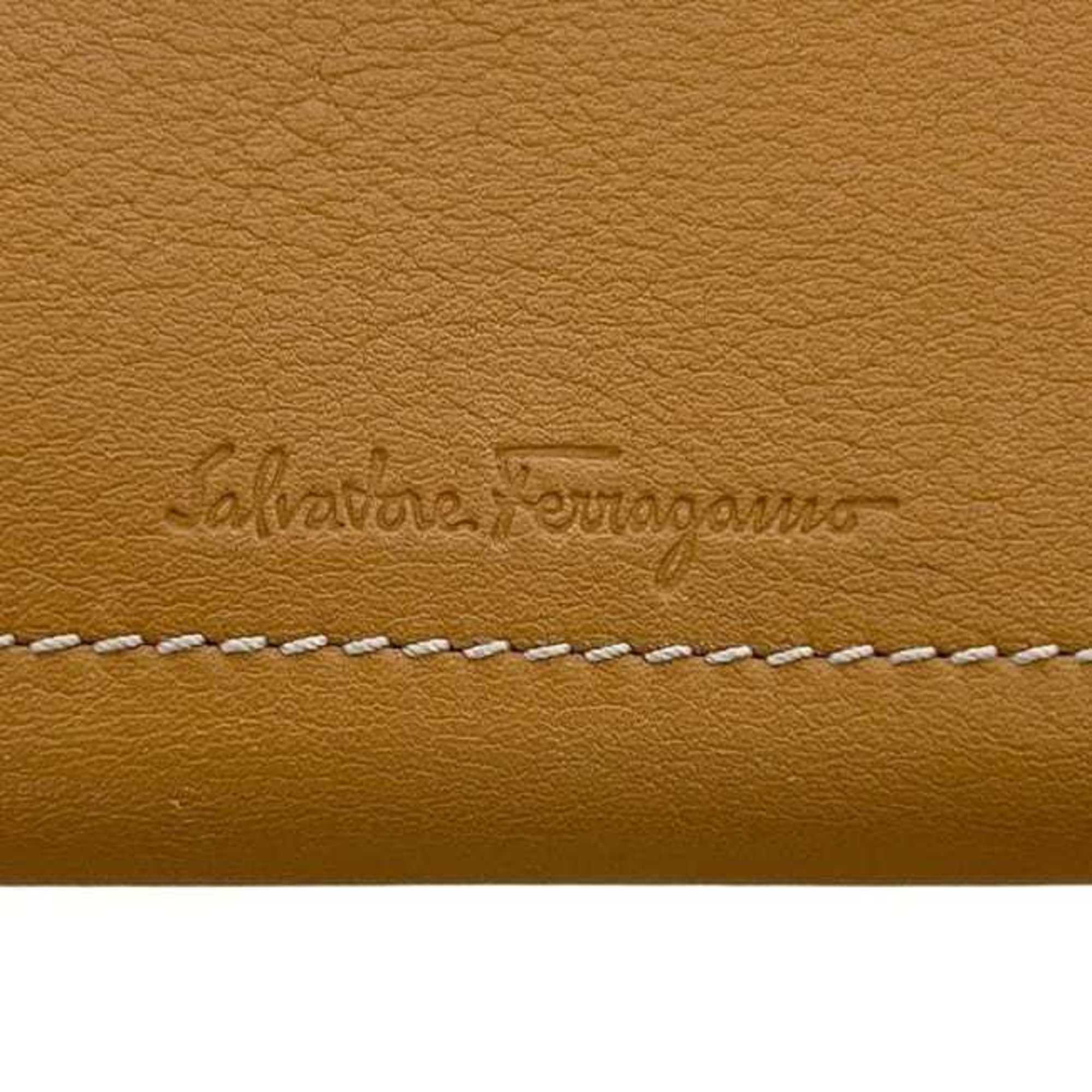 Salvatore Ferragamo Brown Camel Leather Wallet (Bi-Fold) (Pre-Owned)