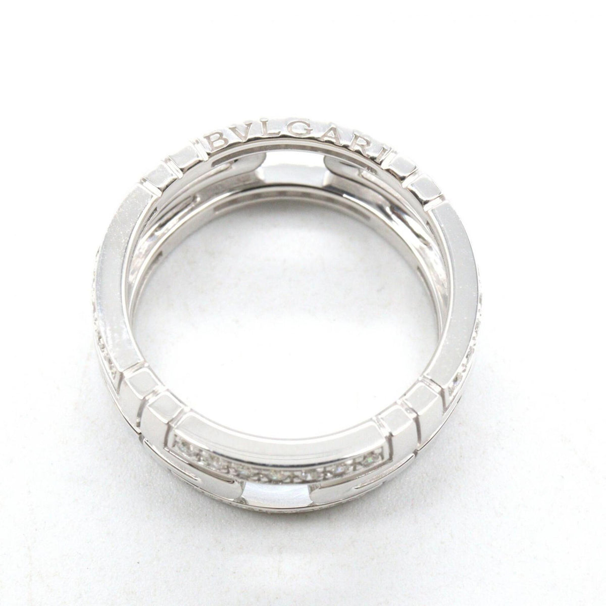 Bvlgari Silver Clear White Gold (18K) Band Ring (Pre-Owned)