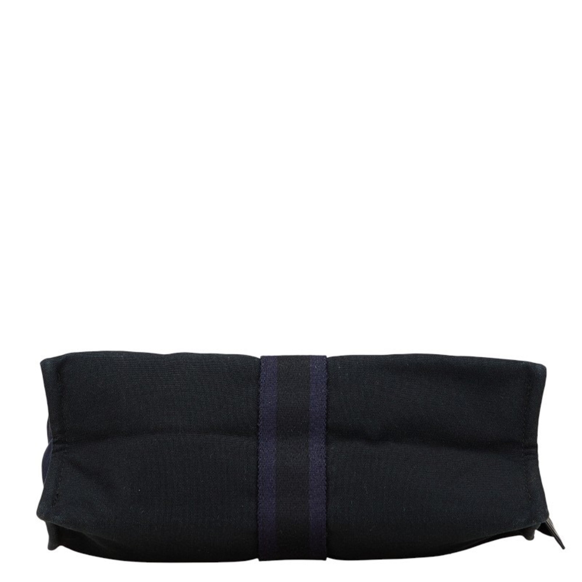 Hermes Fourre Tout Navy Black Canvas Clutch Bag (Pre-Owned)