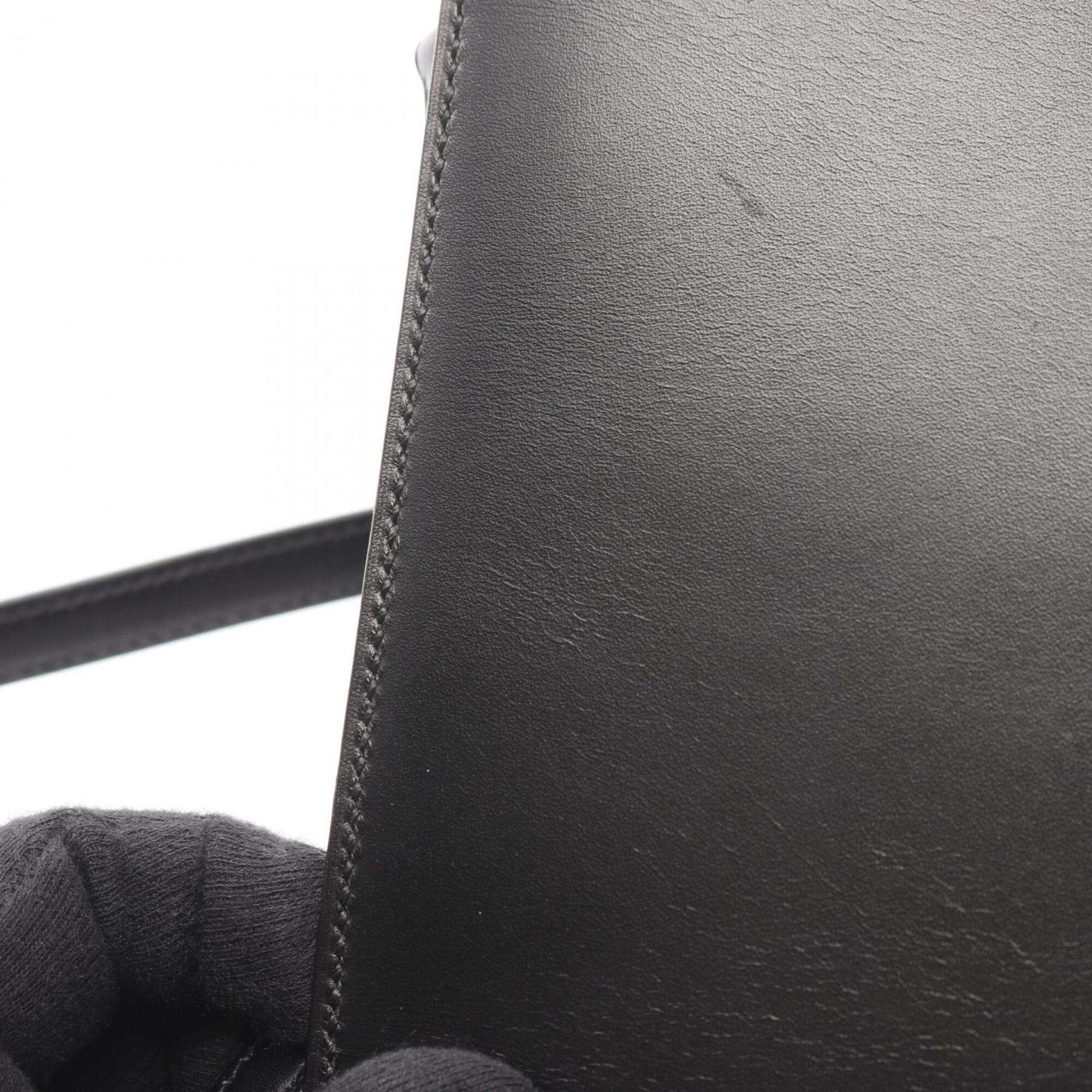 Hermes Black Box Calf Leather Handbag Shoulder Bag (Pre-Owned)