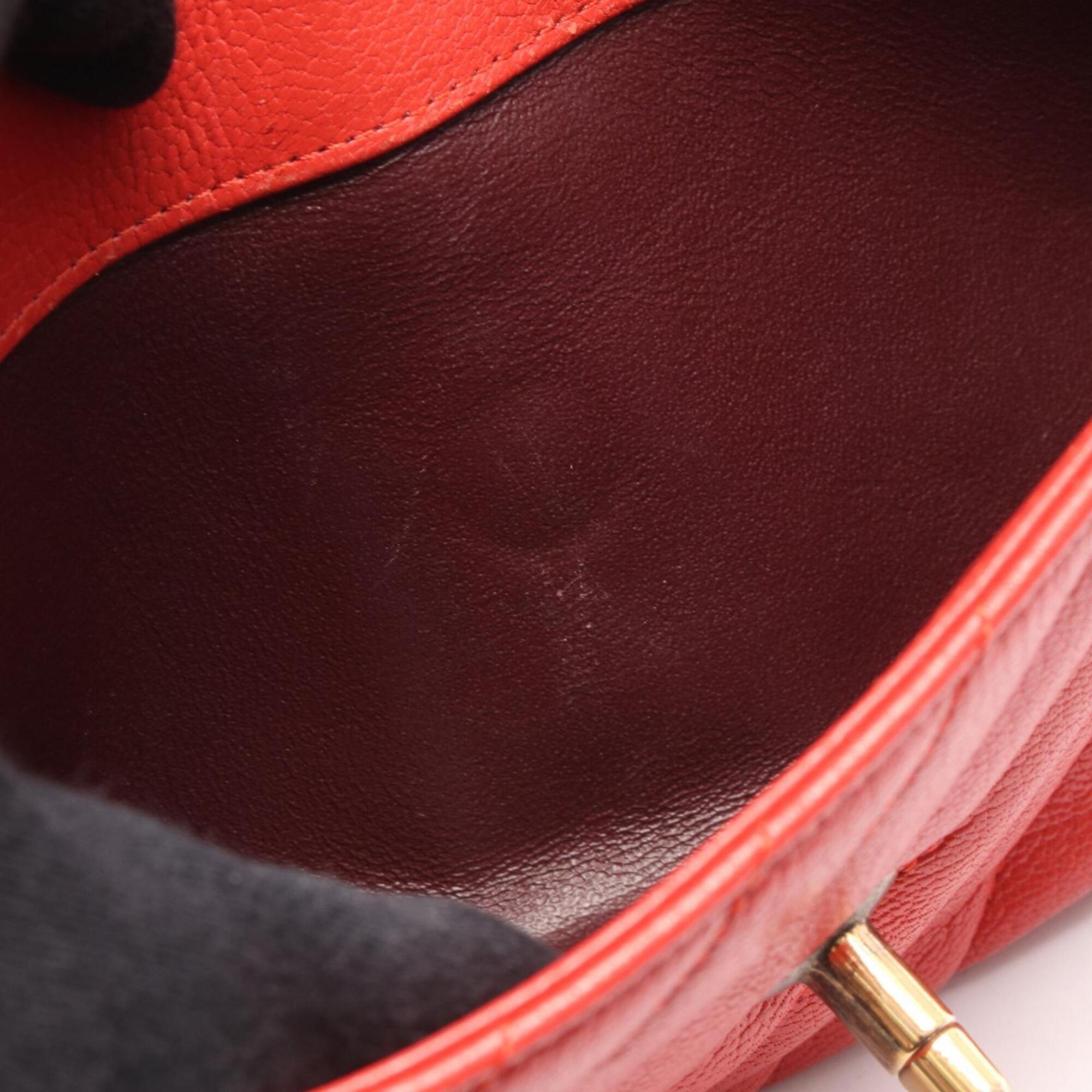 Chanel Red Color Leather Handbag Shoulder Bag (Pre-Owned)