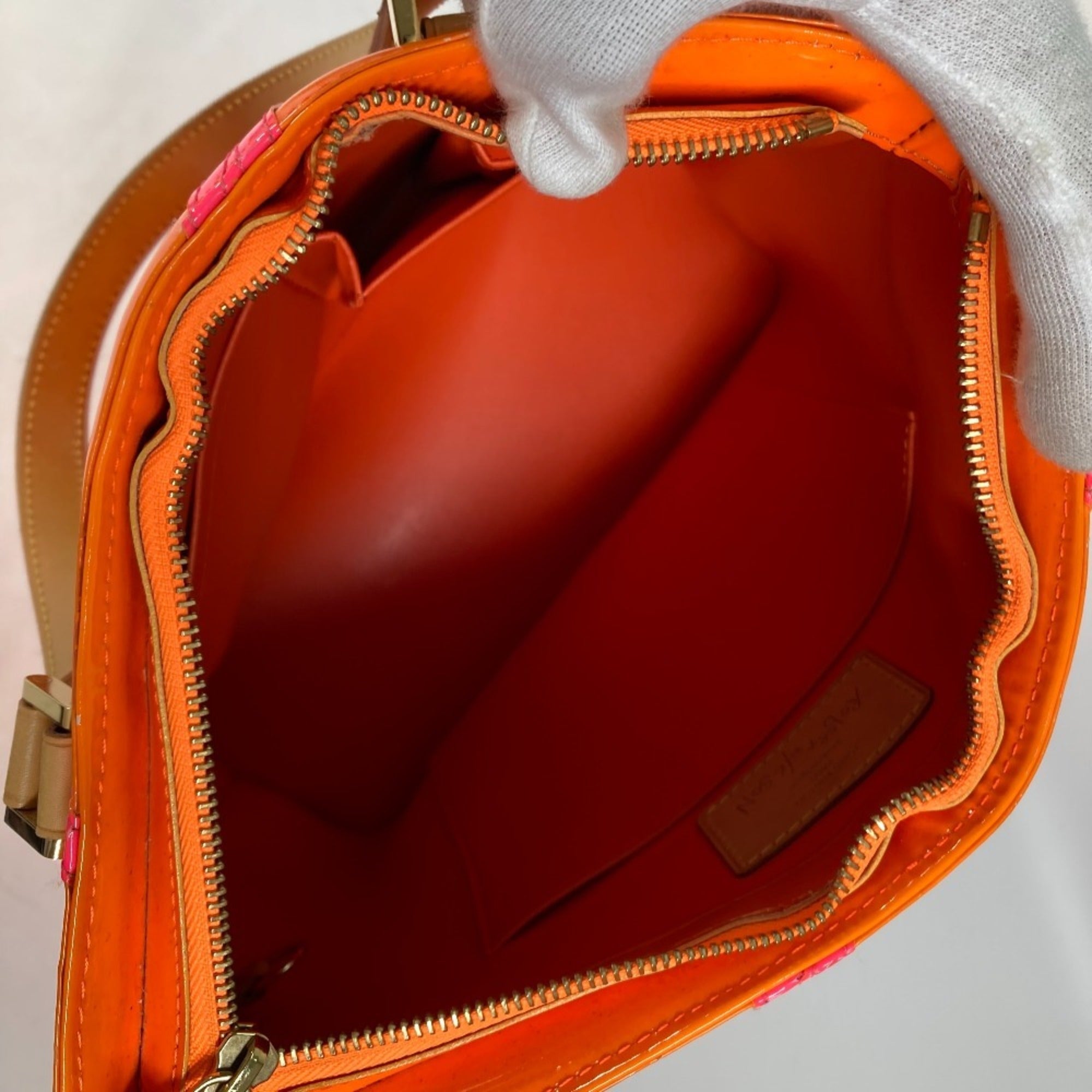 Louis Vuitton Monogram Vernis Orange Pink Monogram Vernis Shoulder Bag Tote Bag (Pre-Owned)