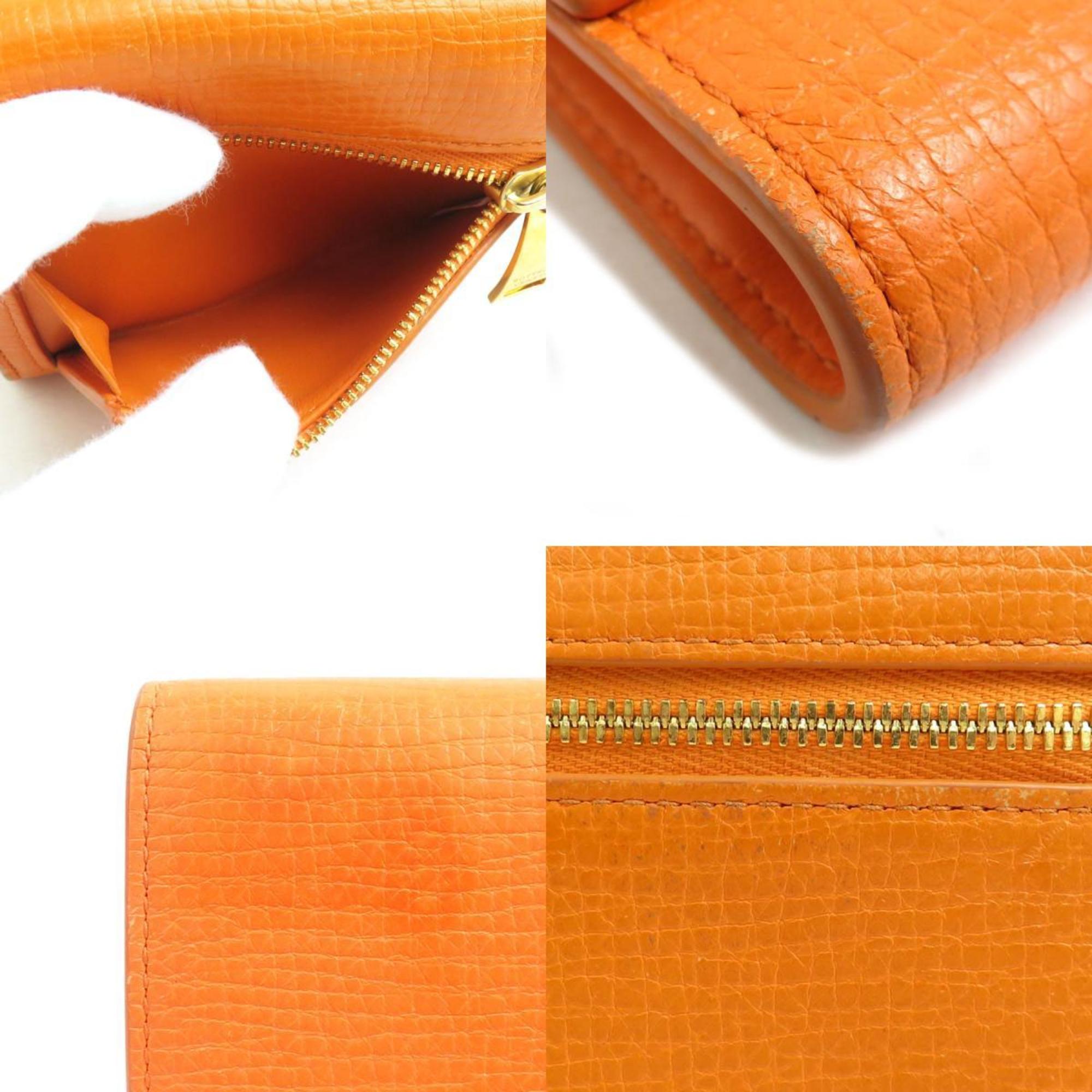 Bottega Veneta Orange Leather Wallet (Tri-Fold) (Pre-Owned)