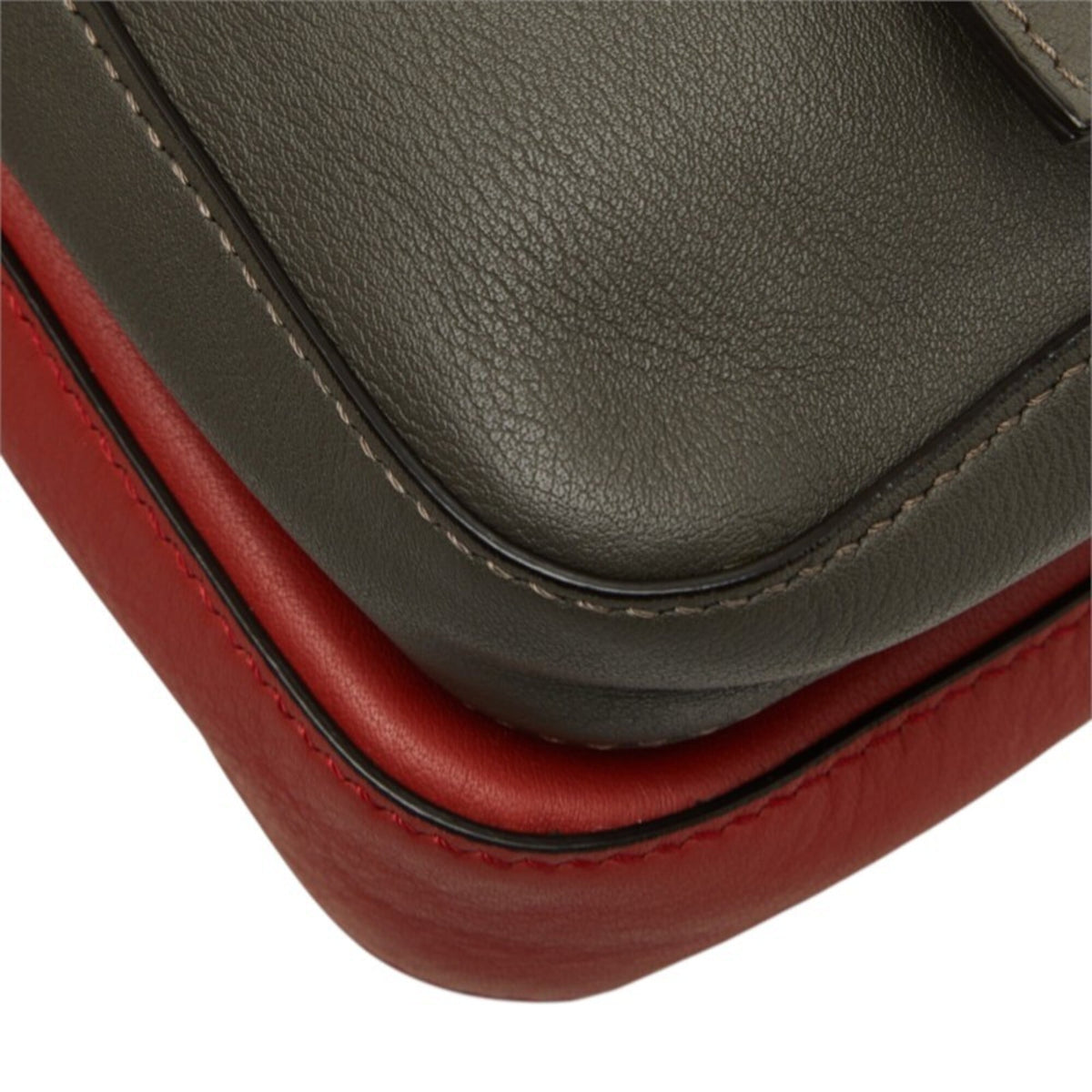 Fendi Red Color Leather Handbag Shoulder Bag (Pre-Owned)