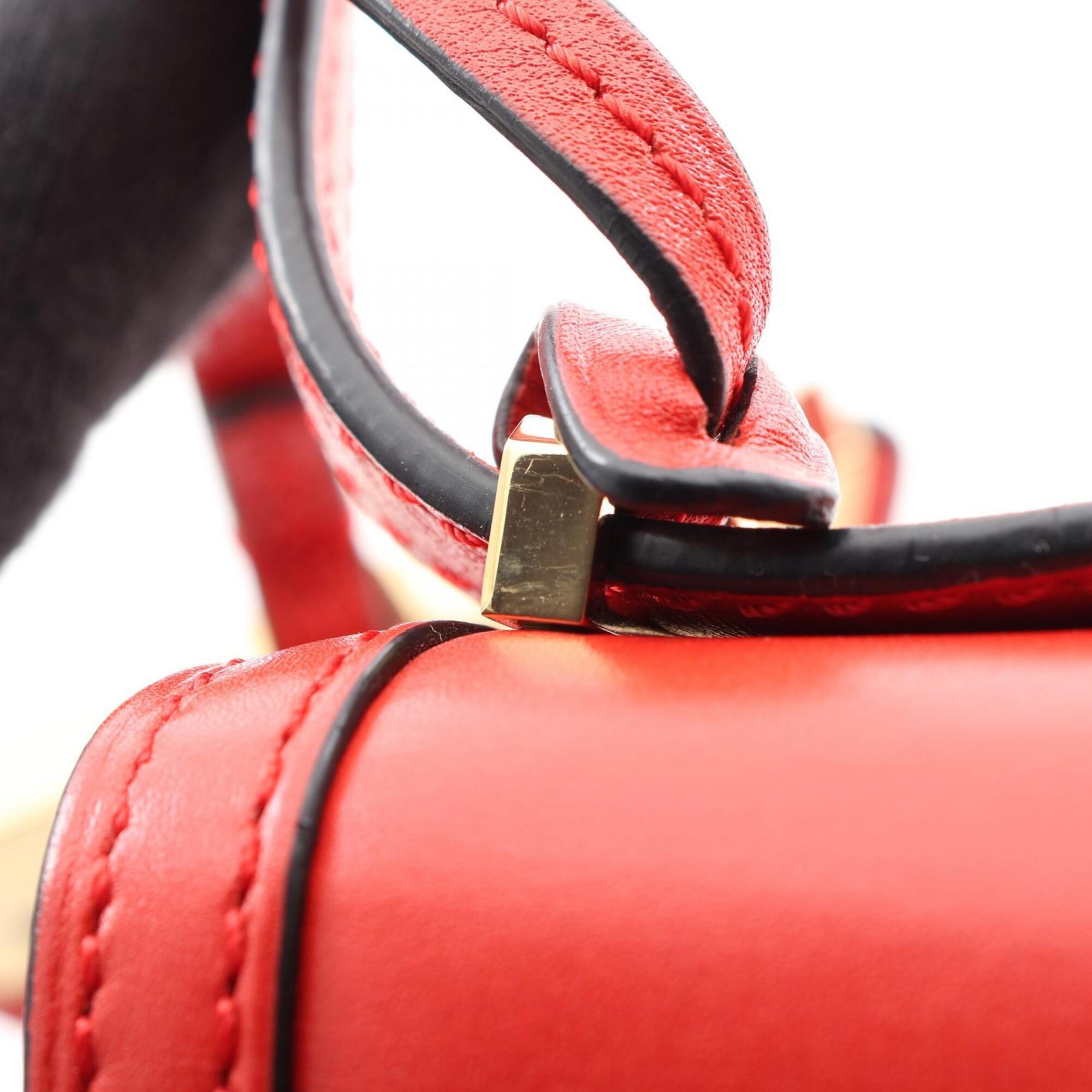 Loewe Red Color Leather Handbag Shoulder Bag (Pre-Owned)