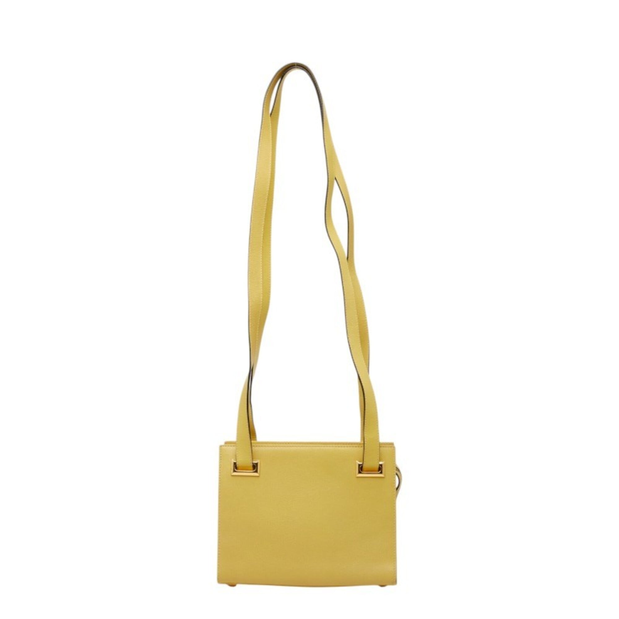 Salvatore Ferragamo Yellow Leather Handbag Shoulder Bag (Pre-Owned)