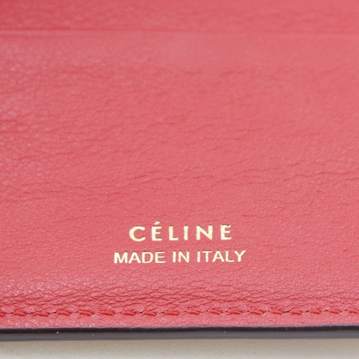 Celine Red Color Leather Wallet (Tri-Fold) (Pre-Owned)