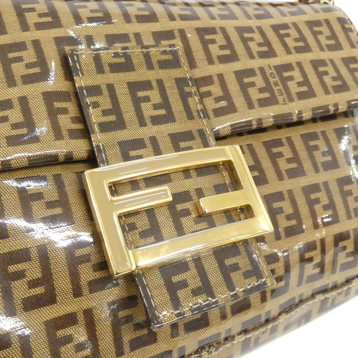 Fendi Baguette Brown Pvc Vinyl Canvas Shoulder Bag (Pre-Owned)