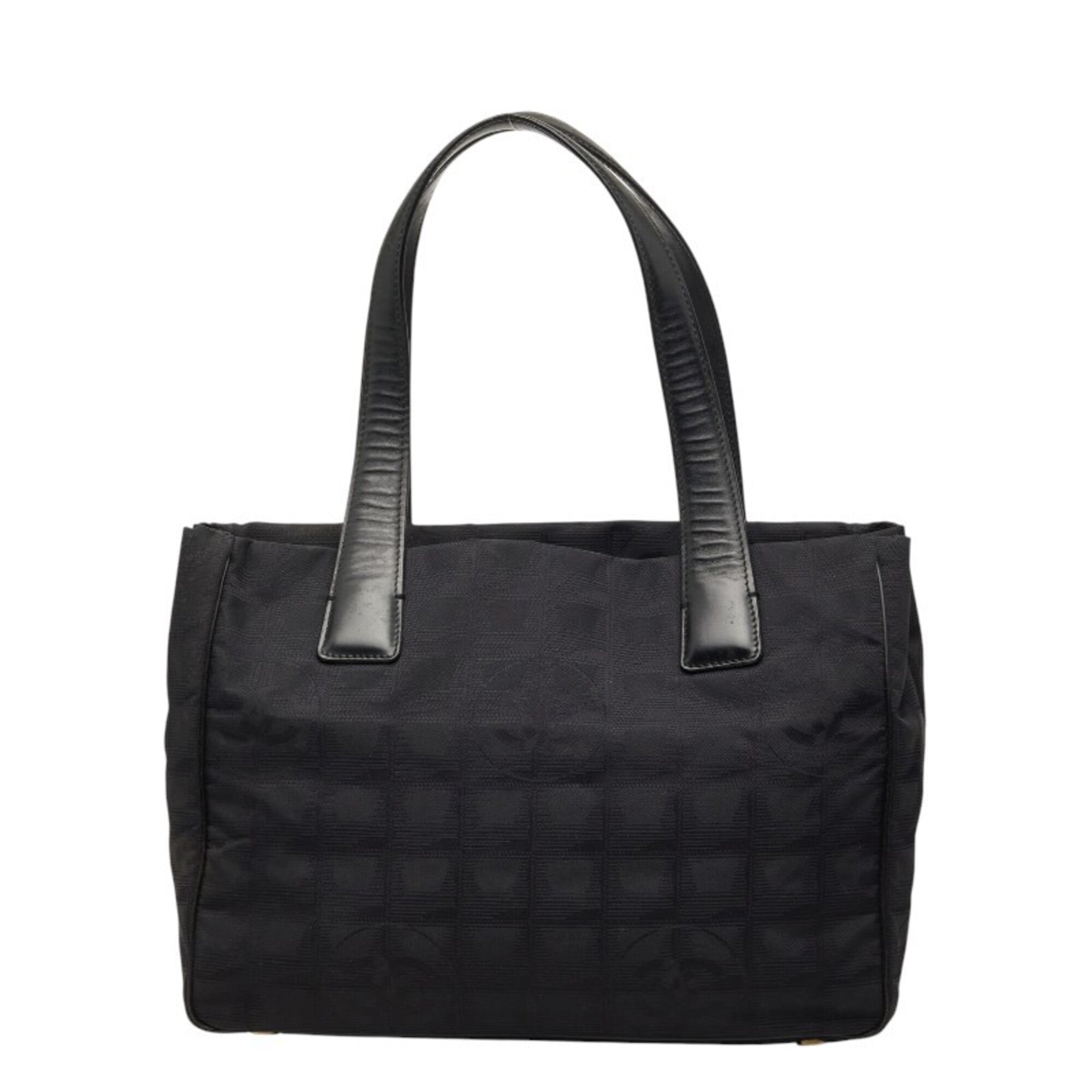 Chanel Black Nylon Leather Handbag (Pre-Owned)