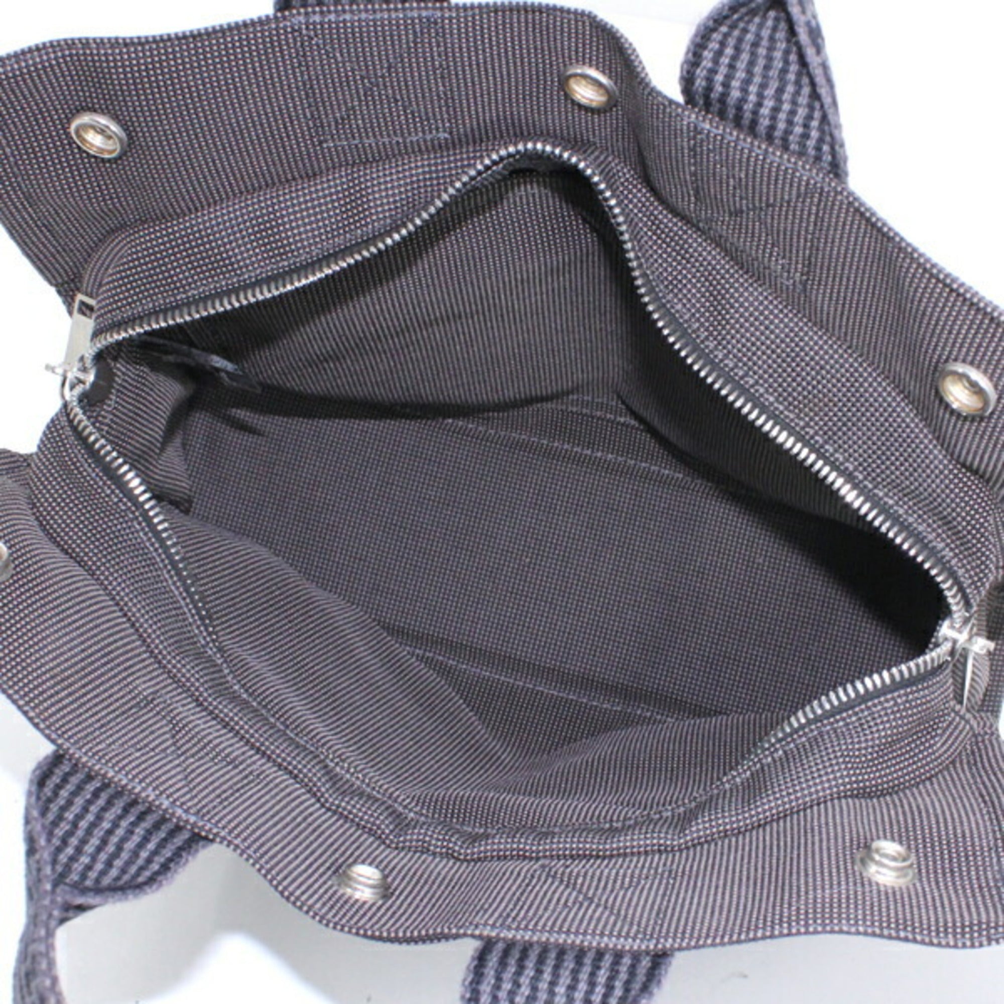 Hermes Her Line Gray Canvas Handbag (Pre-Owned)