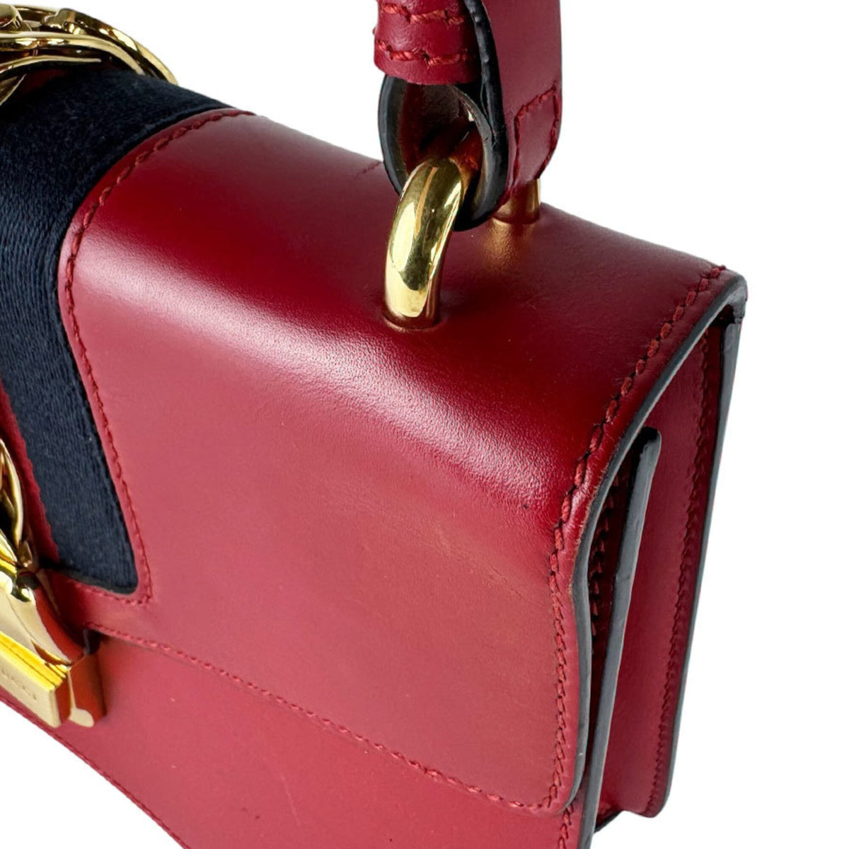 Gucci Red Color Leather Shoulder Bag (Pre-Owned)
