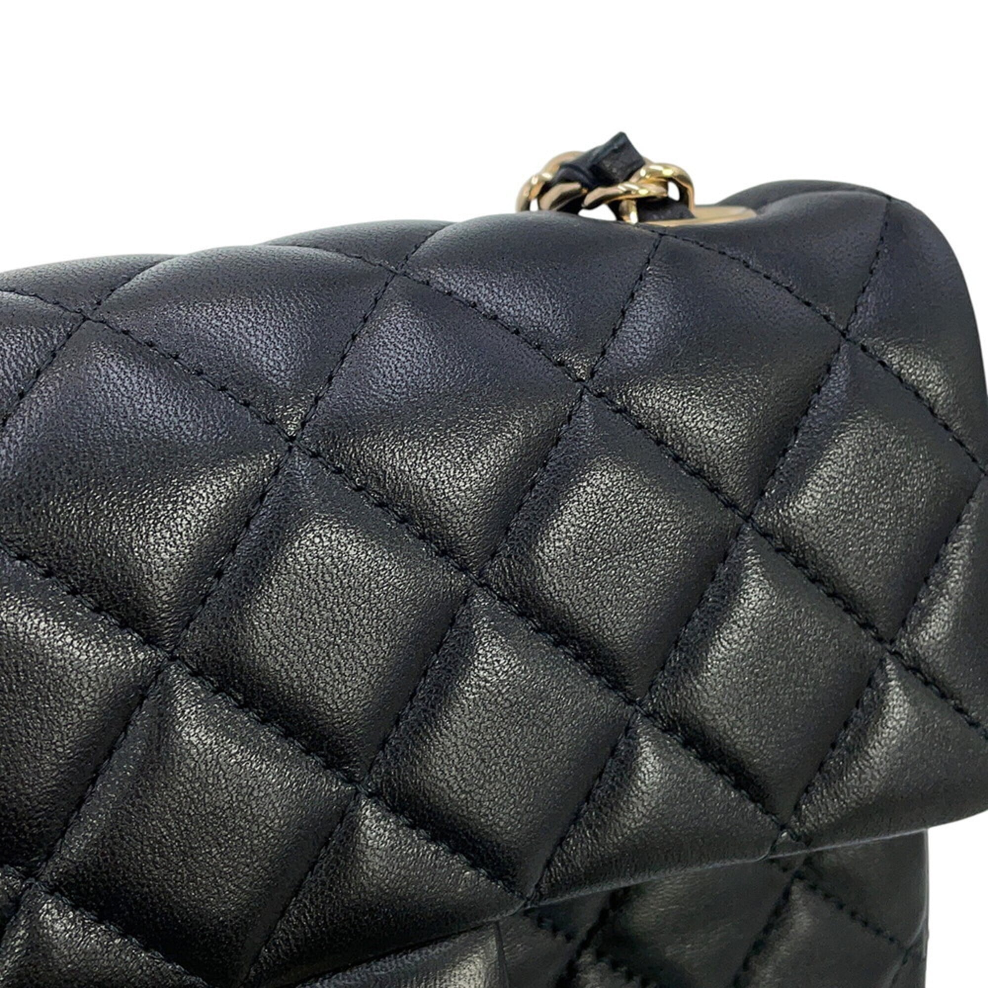 Chanel Matelasse Black Leather Handbag Shoulder Bag (Pre-Owned)