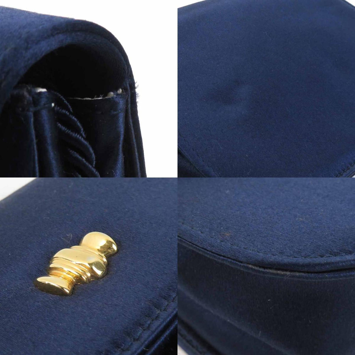 Tiffany Navy Satin Shoulder Bag (Pre-Owned)