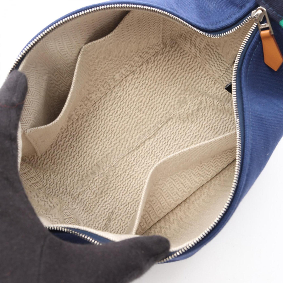 Hermes Blue Green Canvas Handbag (Pre-Owned)