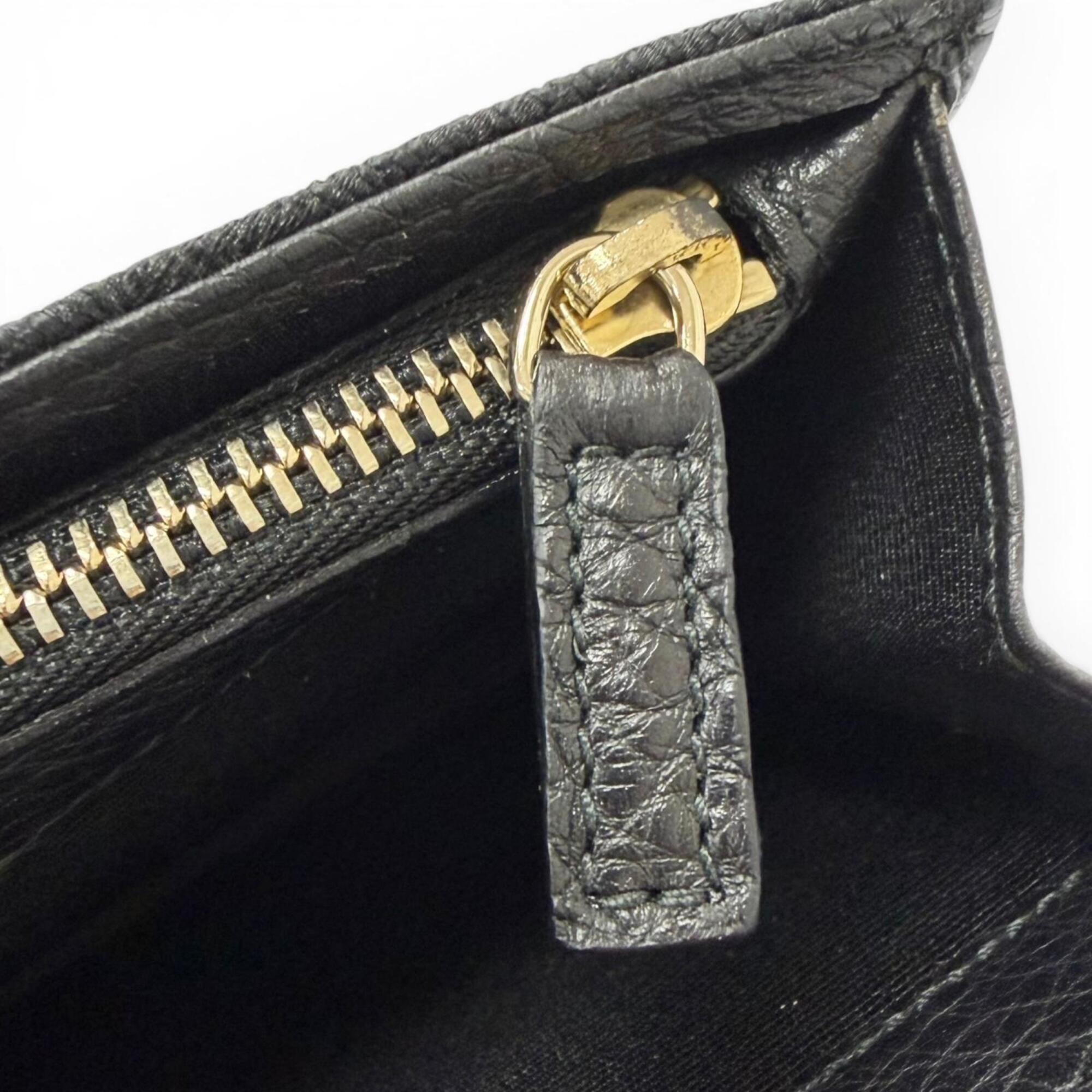 Bvlgari Black Canvas Leather Chain/Shoulder Wallet (Pre-Owned)