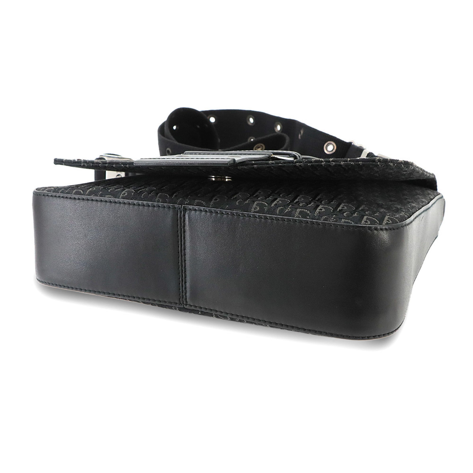Christian Dior Trotter Black Canvas Leather Shoulder Bag (Pre-Owned)