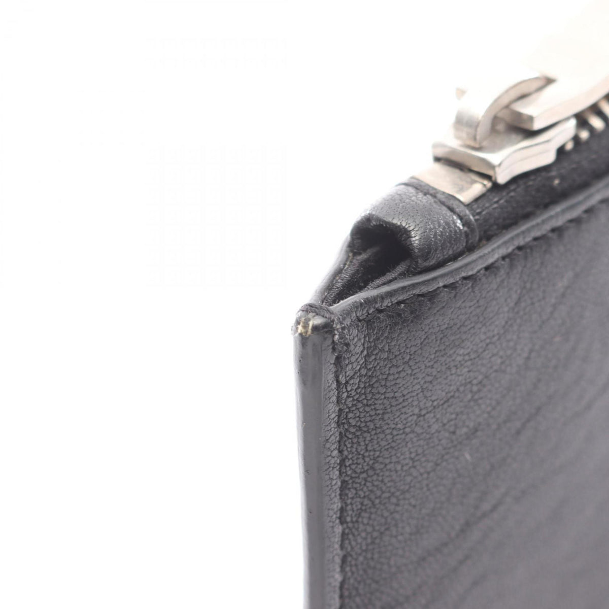 Yves Saint Laurent Black Silver Leather Clutch Bag (Pre-Owned)