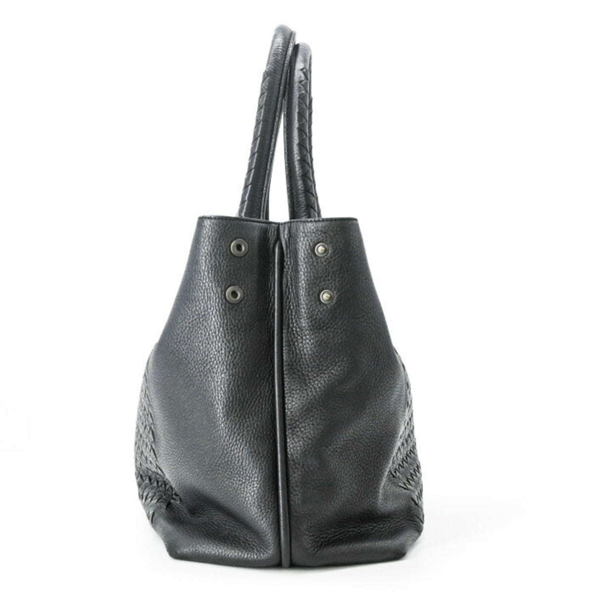 Bottega Veneta Intrecciato Black Intrecciato Handbag Tote Bag (Pre-Owned)
