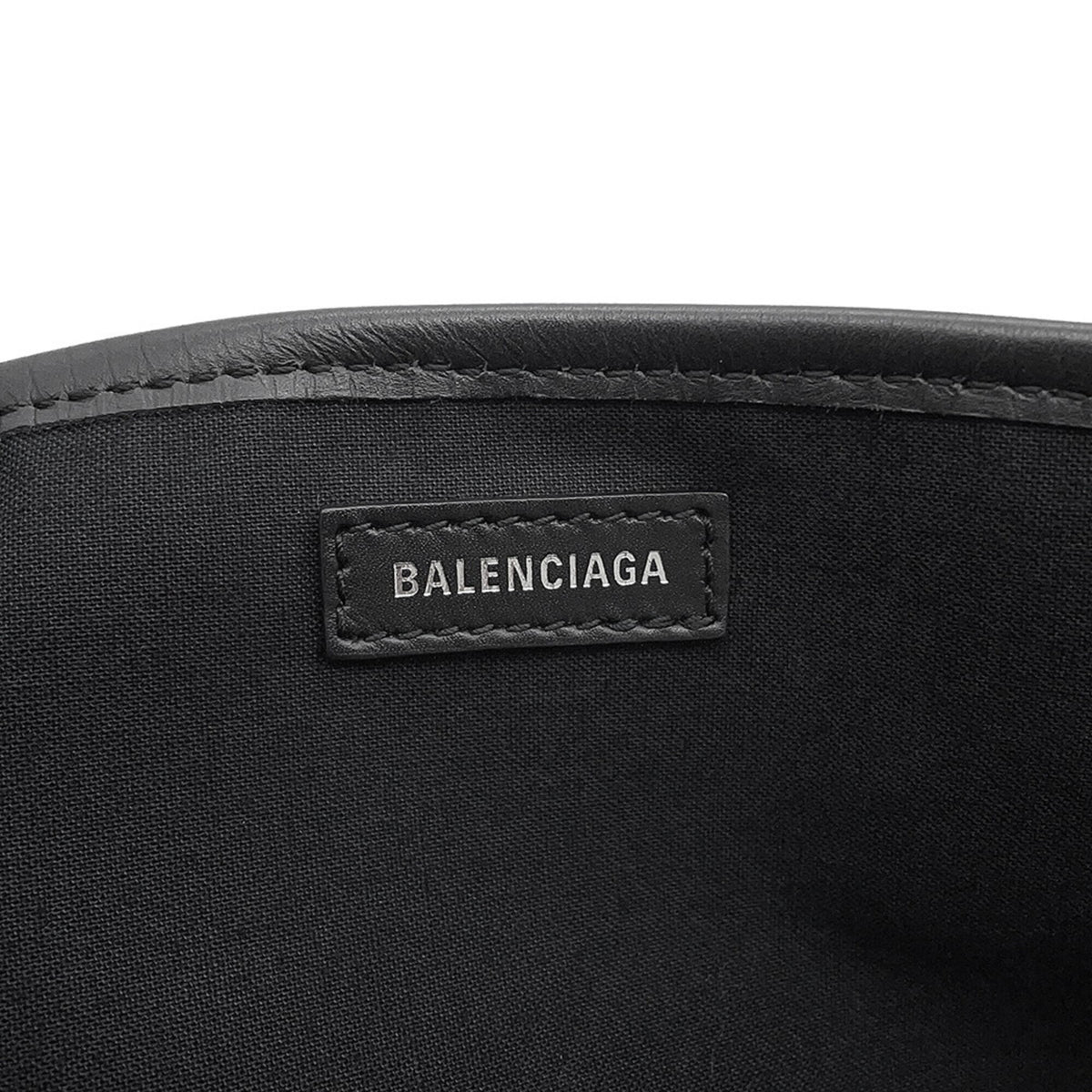 Balenciaga Black White Canvas Leather Handbag Tote Bag (Pre-Owned)