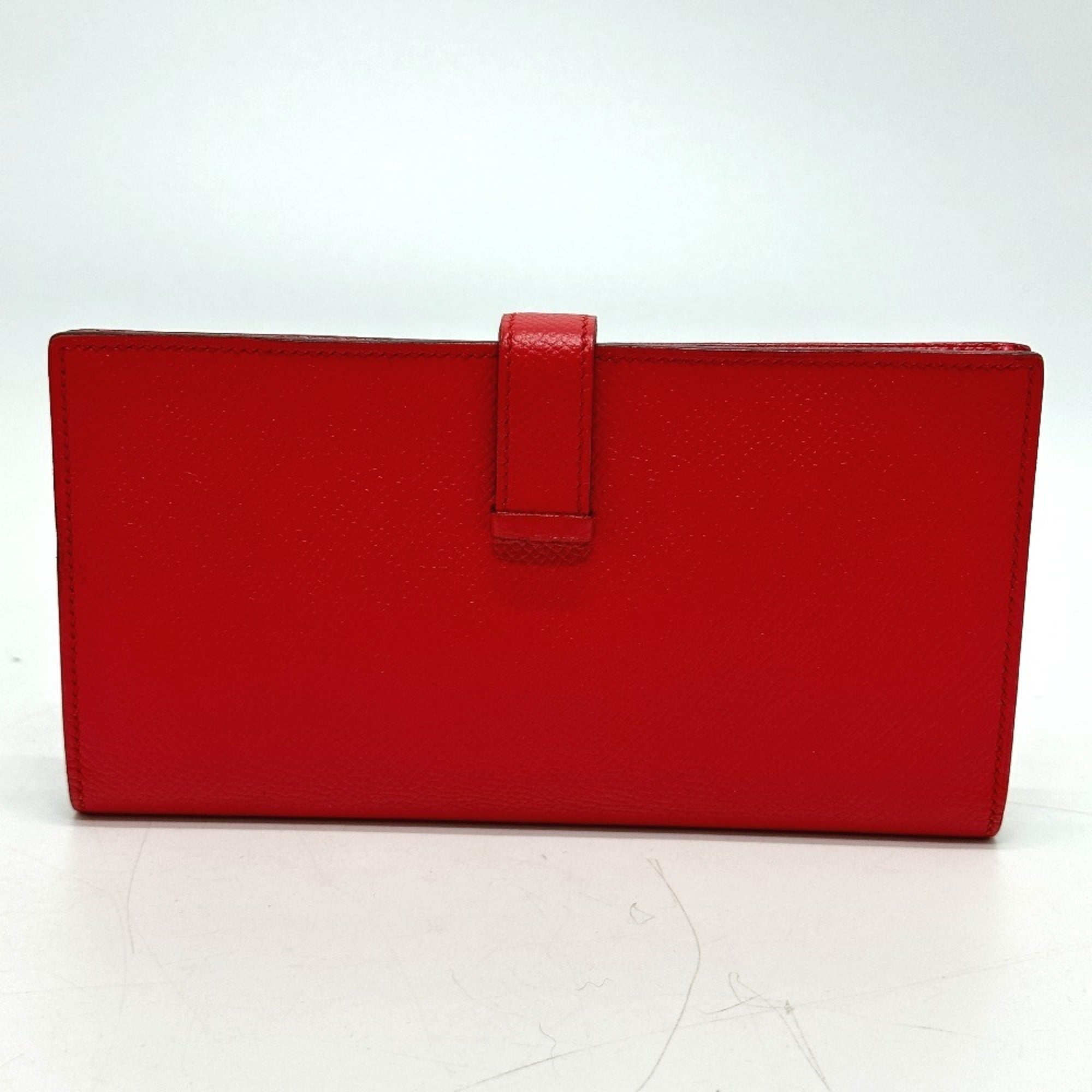 Hermes Red Color Epsom Leather Long Wallet (Bi-Fold) (Pre-Owned)