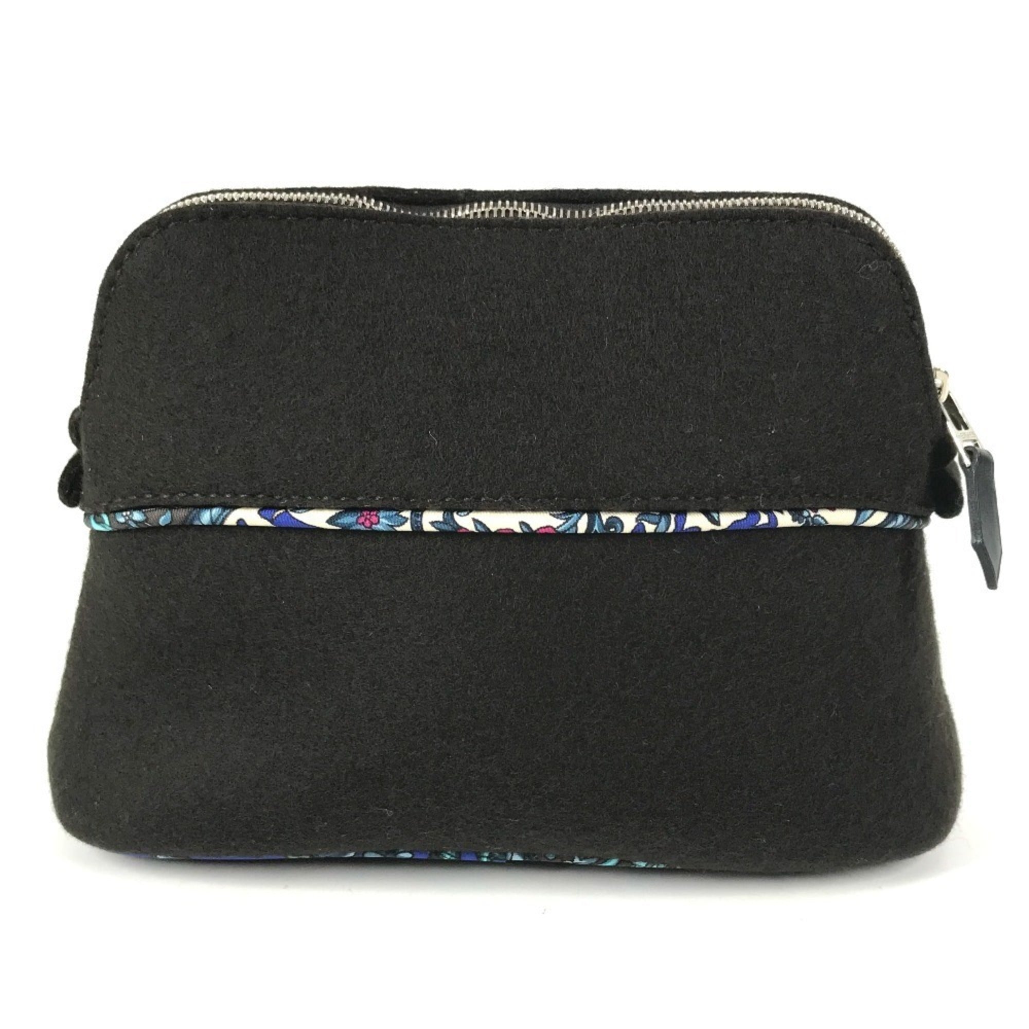 Hermes Black Blue Felt Silk Pouch (Pre-Owned)