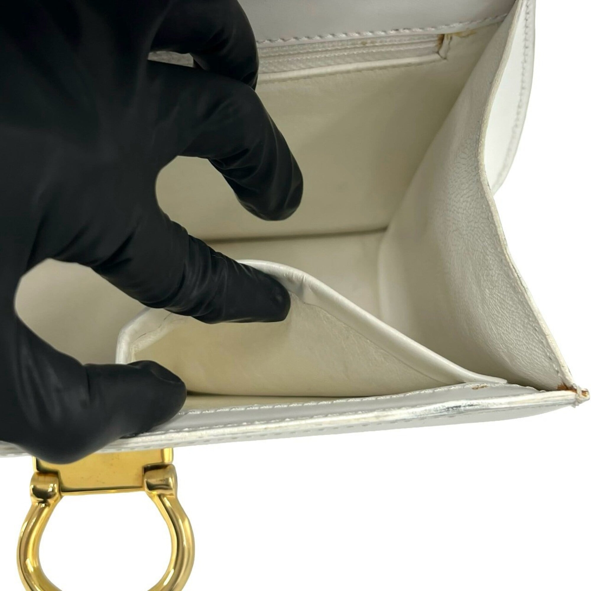 Celine White Leather Handbag Tote Bag (Pre-Owned)