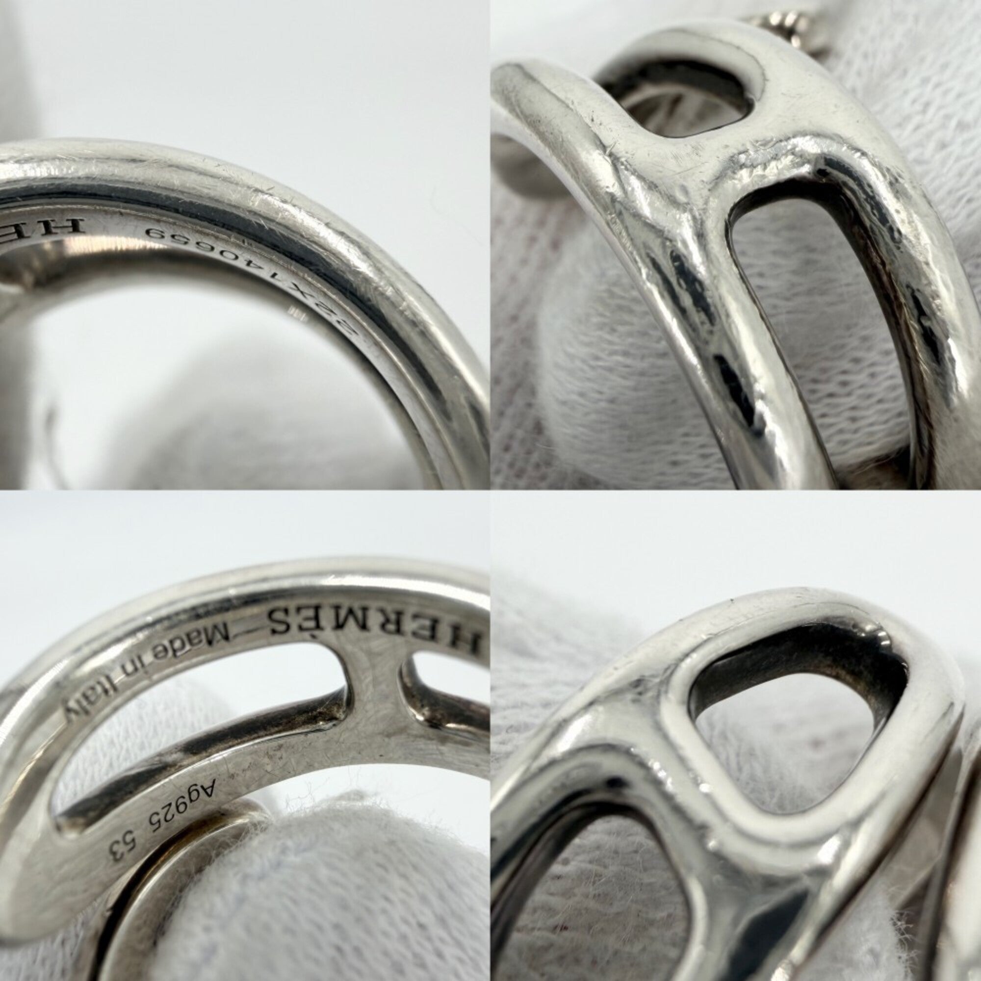 Hermes Silver 925 Band Ring (Pre-Owned)