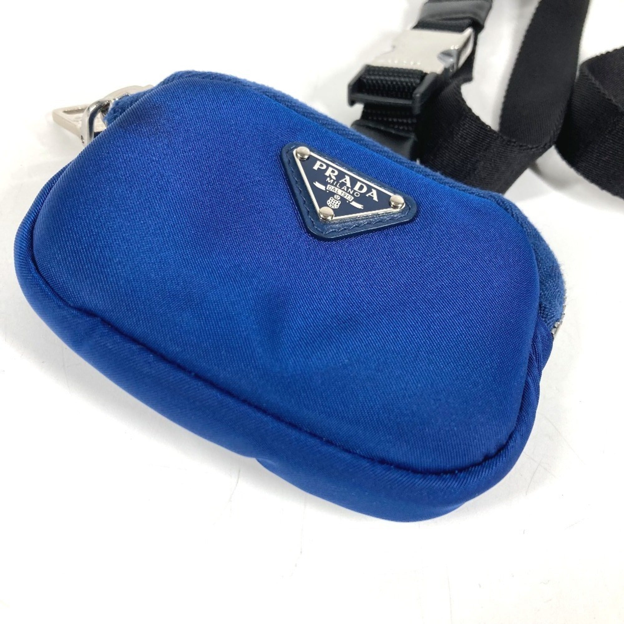 Prada Black Blue Nylon Handbag Pouch (Pre-Owned)