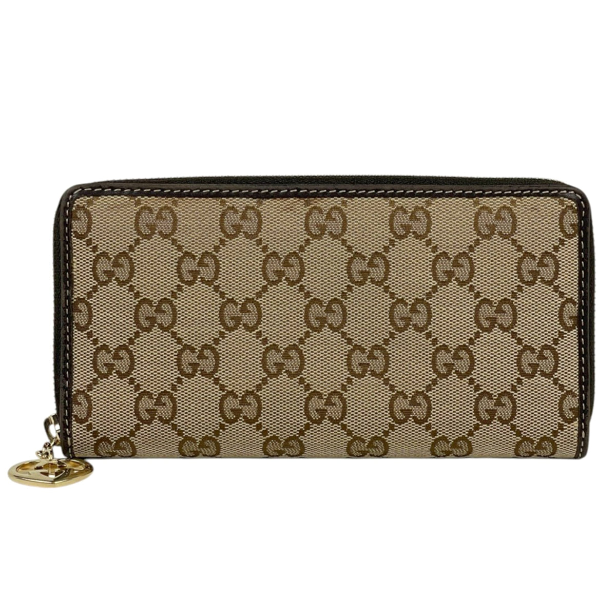 Gucci Brown Gg Canvas Leather Long Wallet (Bi-Fold) (Pre-Owned)
