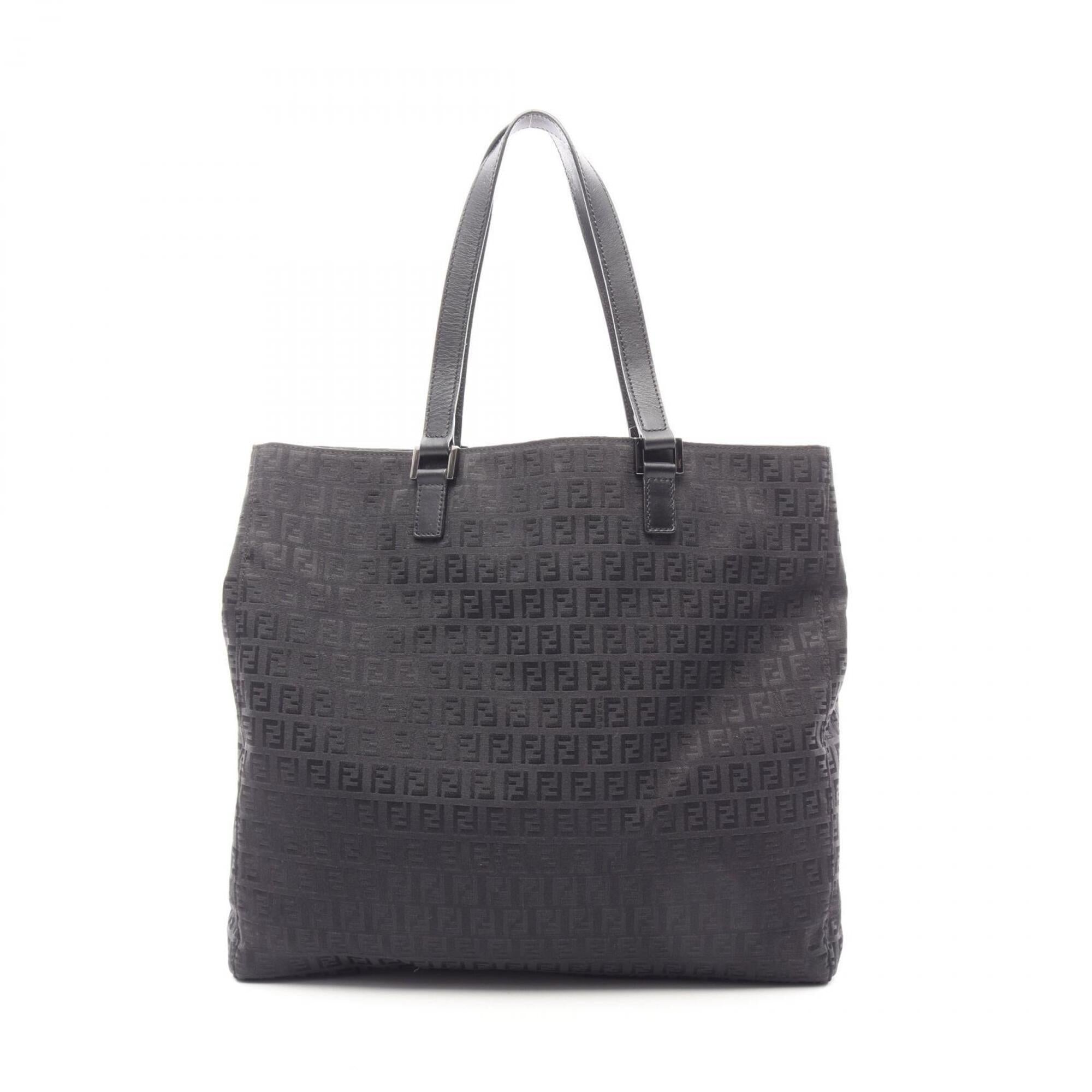 Fendi Black Canvas Leather Handbag Tote Bag (Pre-Owned)