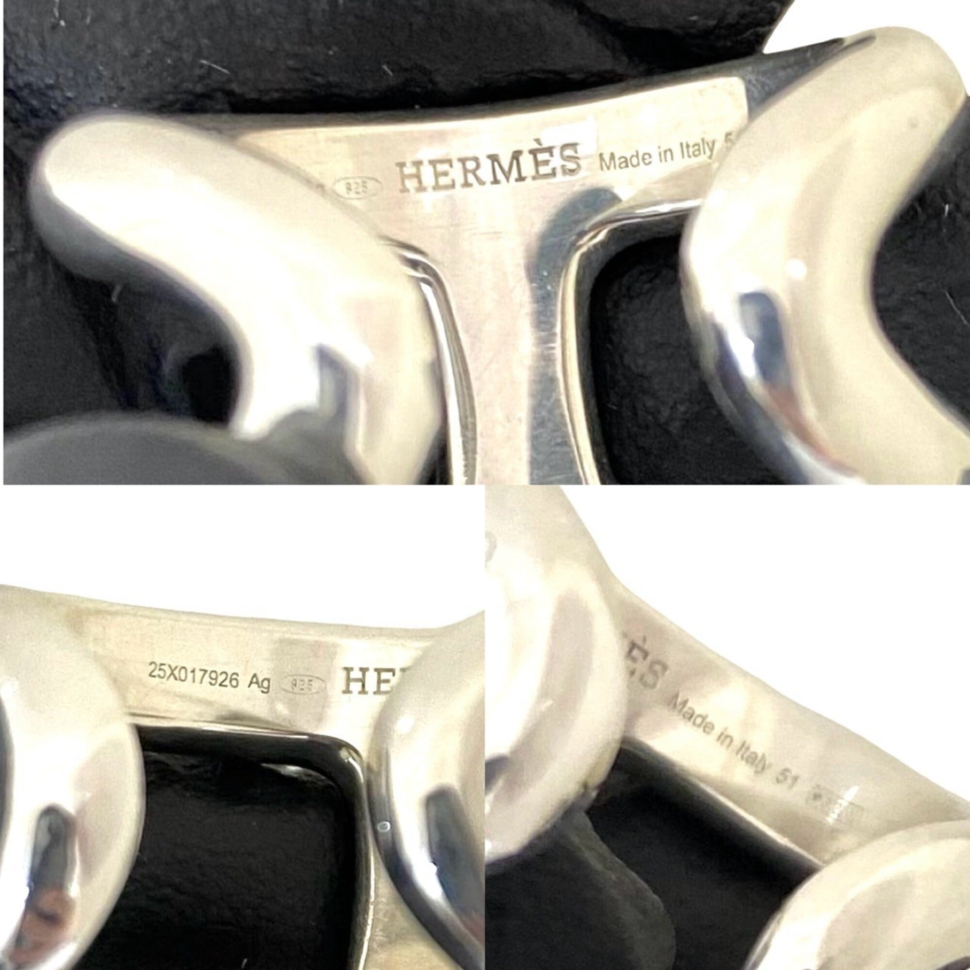 Hermes Silver Silver 925 Band Ring (Pre-Owned)