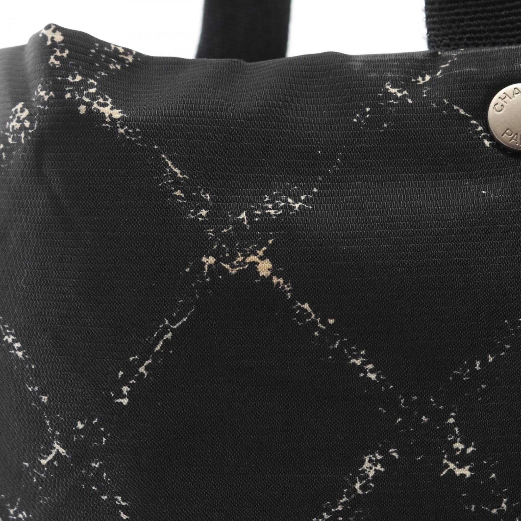 Chanel Black White Nylon Handbag Tote Bag (Pre-Owned)