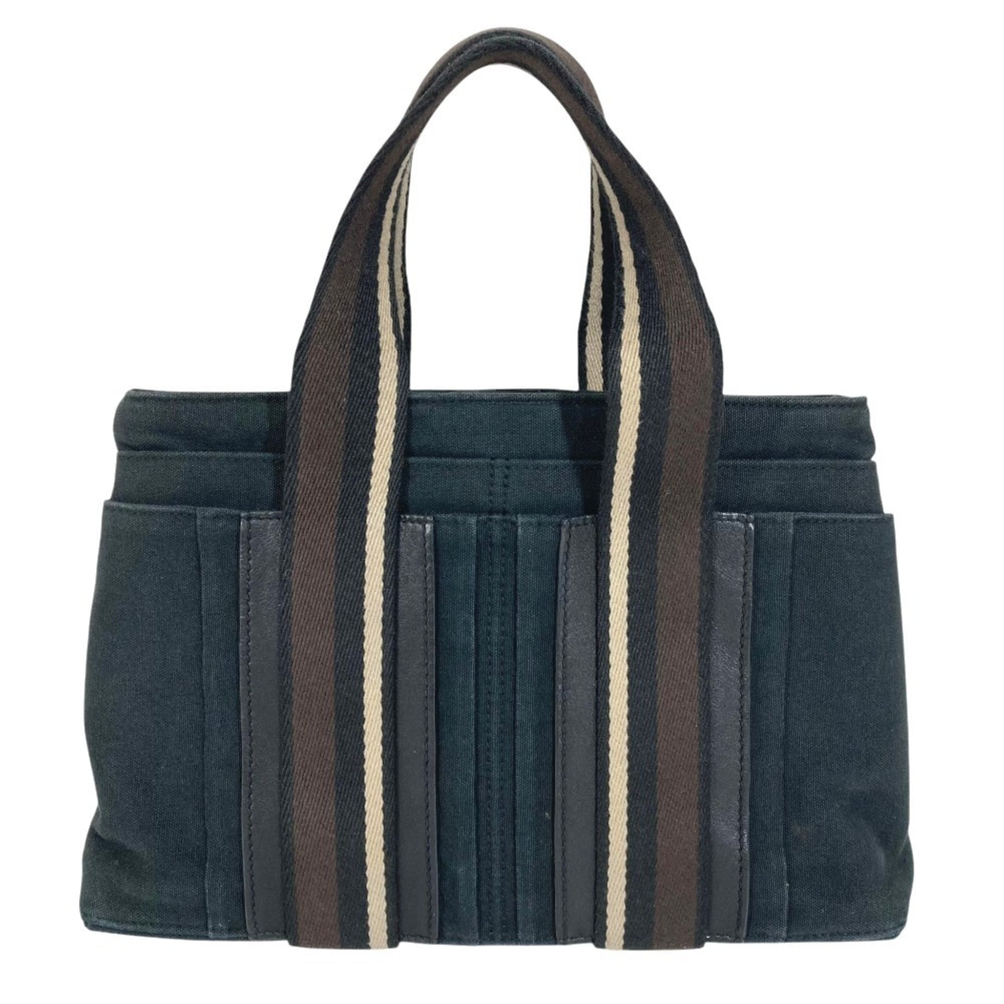 Hermes Black Canvas Handbag Tote Bag (Pre-Owned)