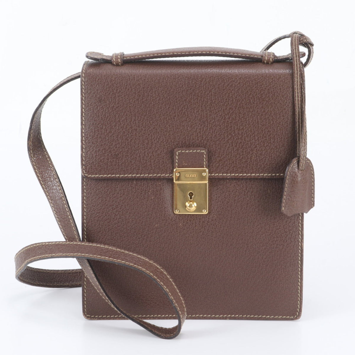 Gucci Brown Leather Crossbody Bag Handbag Shoulder Bag (Pre-Owned)