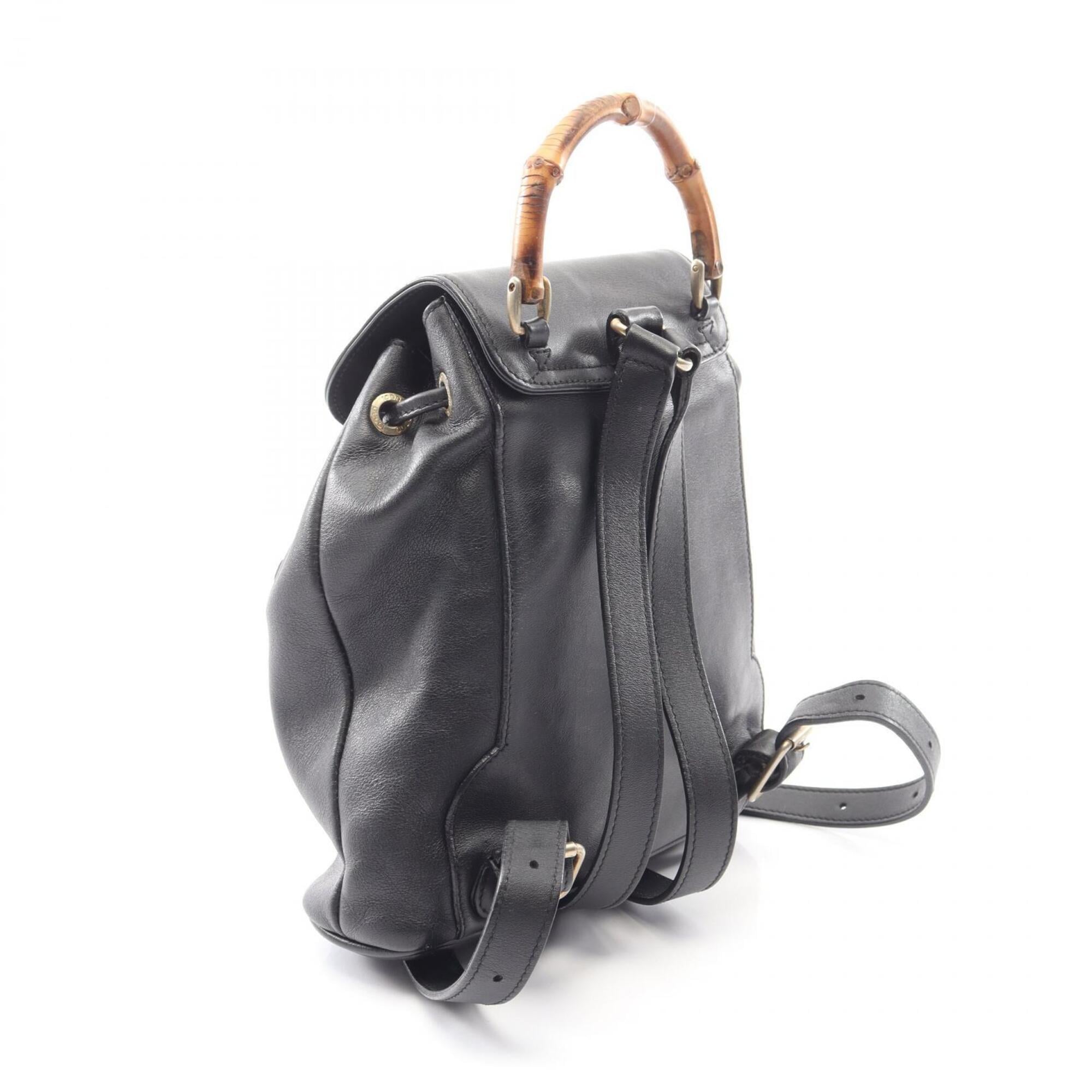 Gucci Black Leather Backpack Handbag (Pre-Owned)