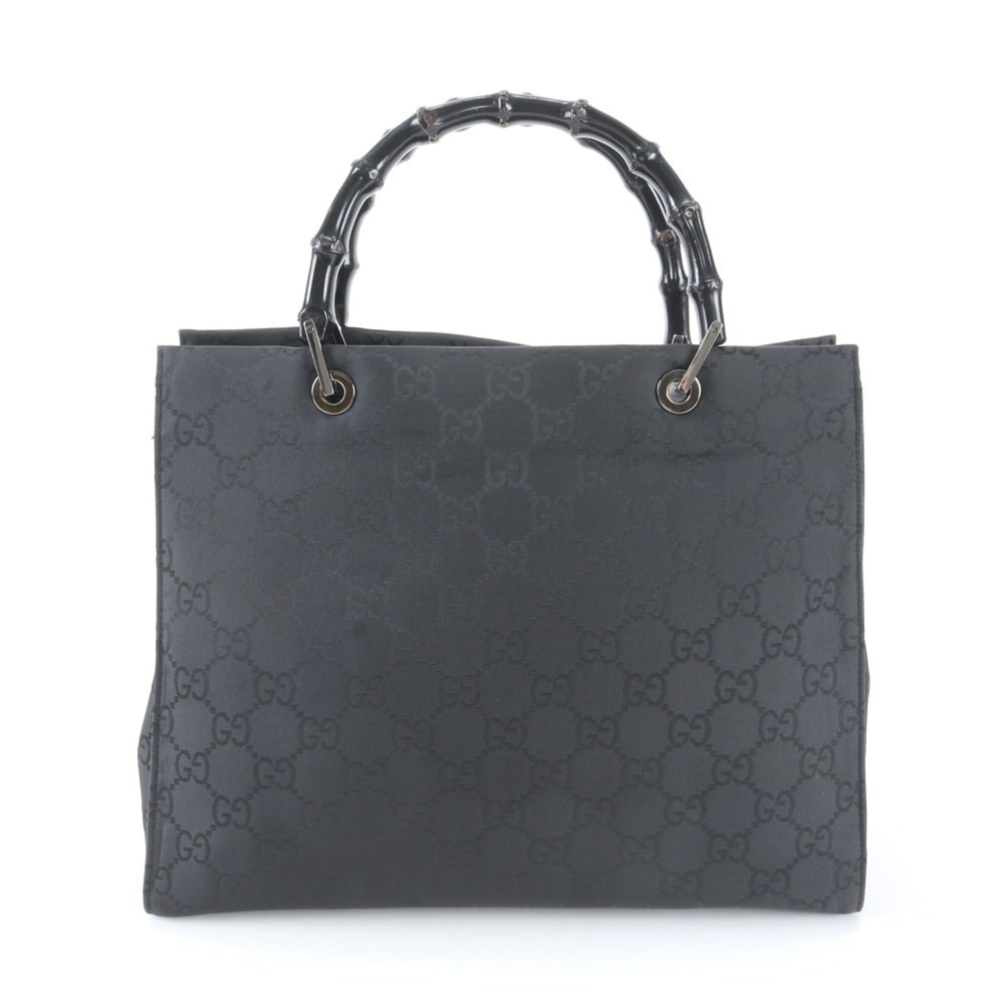 Gucci Black Leather Nylon Handbag Shoulder Bag Tote Bag (Pre-Owned)