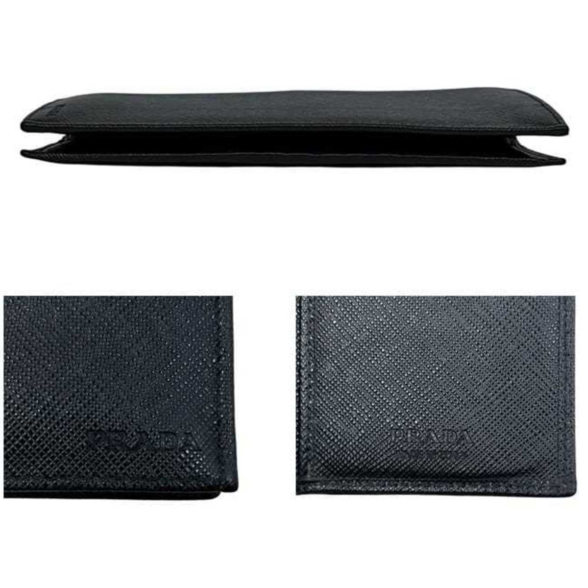 Prada Black Nero Saffiano Long Wallet (Bi-Fold) (Pre-Owned)