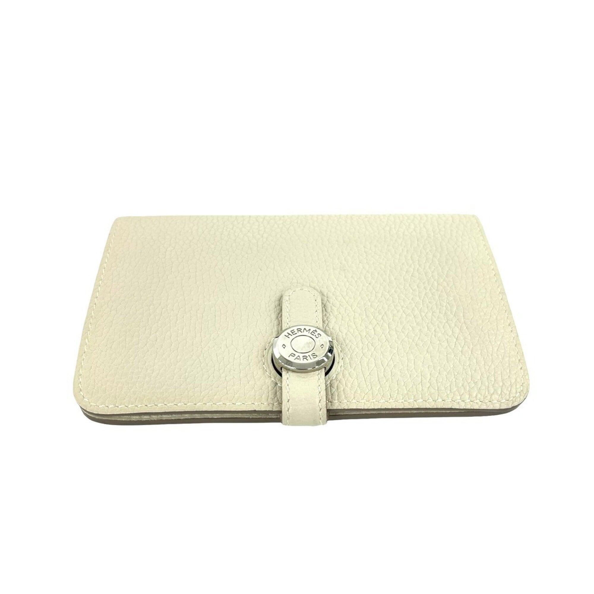 Hermes White Taurillon Clemence Leather Wallet (Bi-Fold) (Pre-Owned)