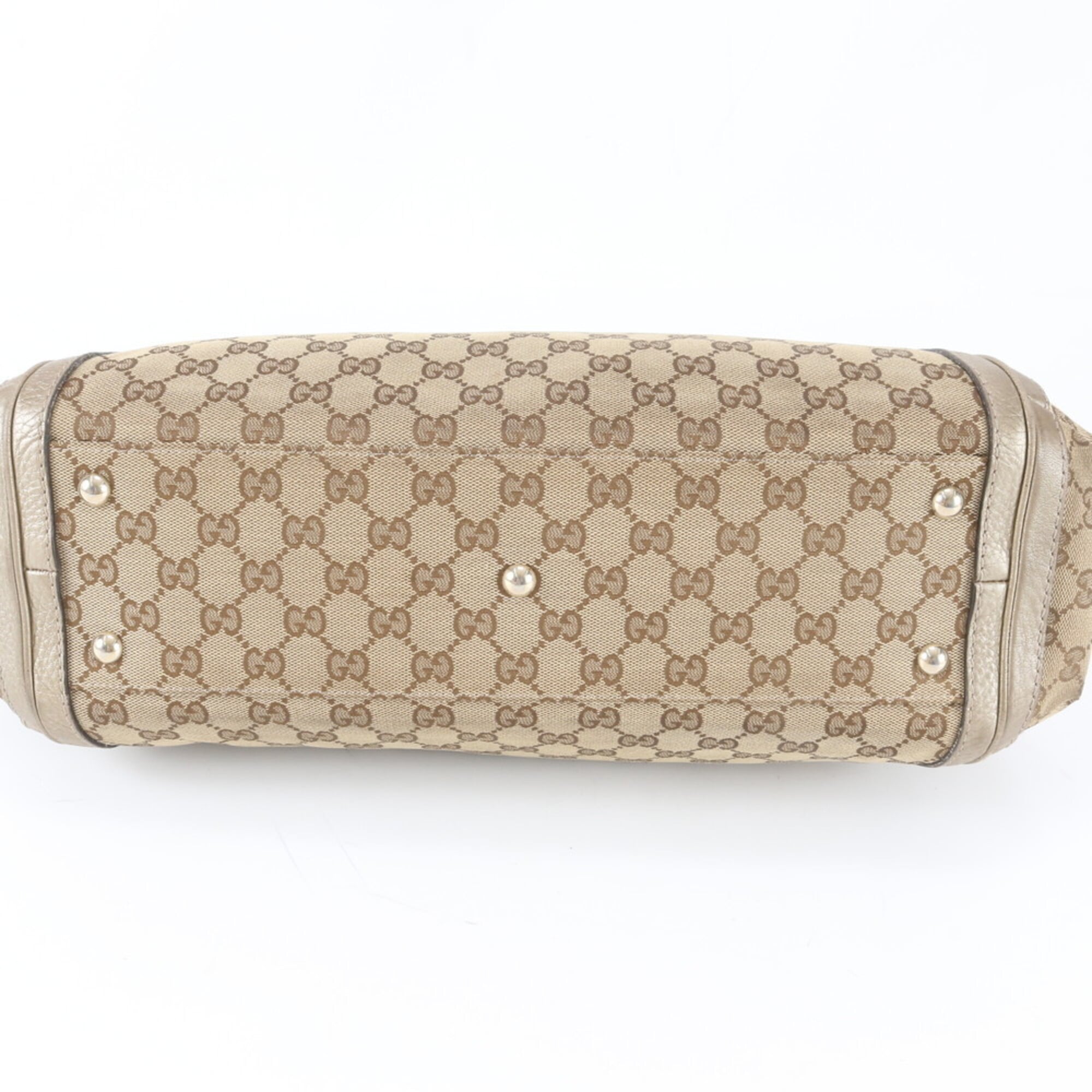 Gucci Gg Canvas Beige Gold Gg Canvas Shoulder Bag (Pre-Owned)