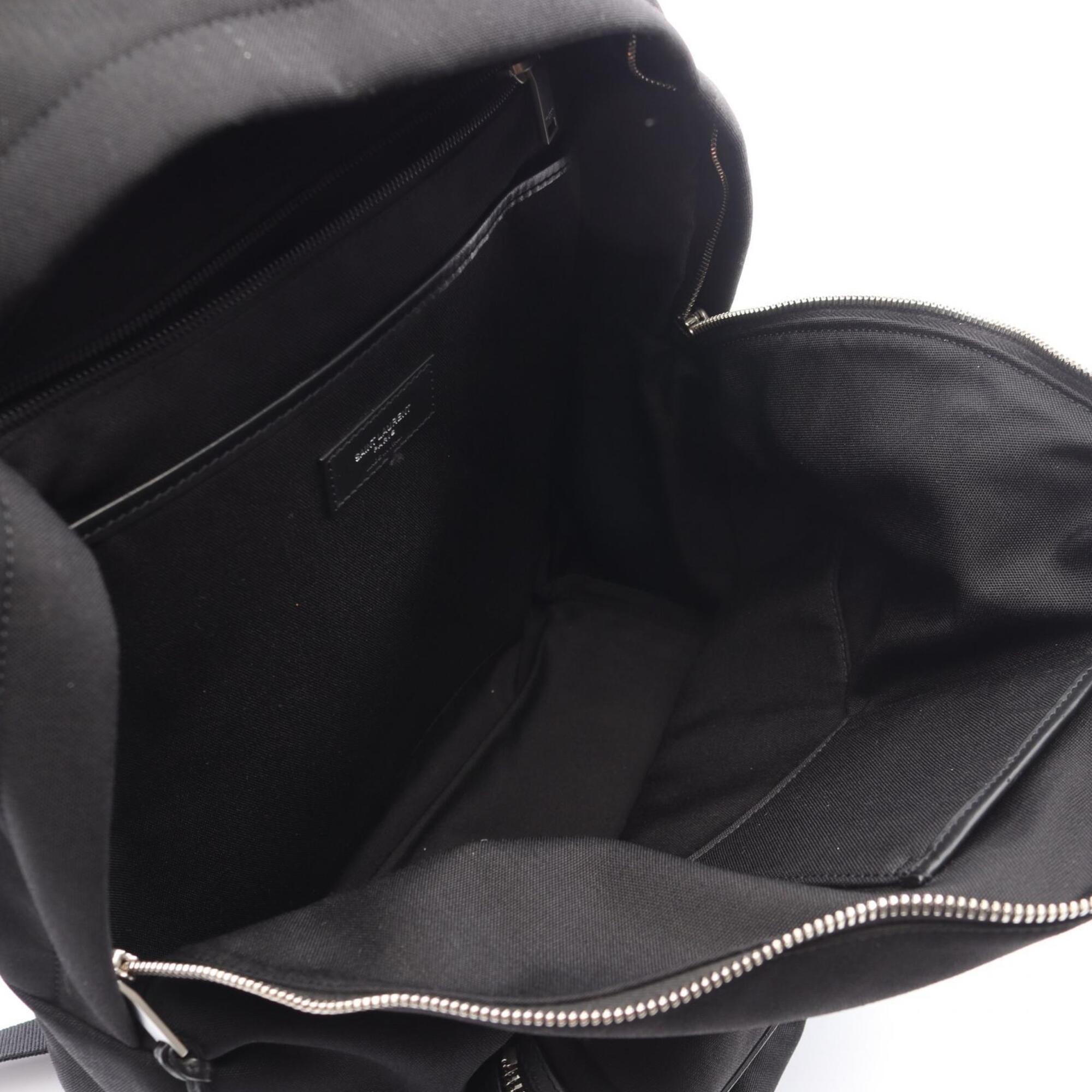 Saint Laurent Black Canvas Leather Backpack Handbag (Pre-Owned)